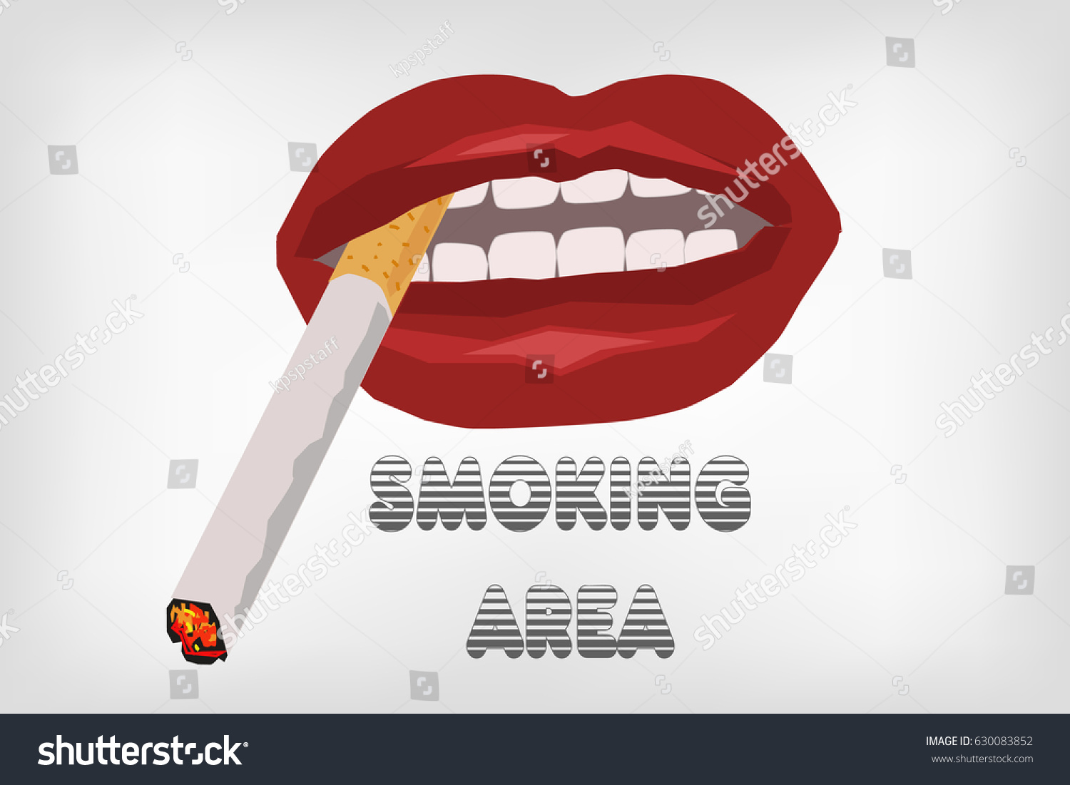 Red Lips Cigarette Smoking Area Concept Stock Vector (Royalty Free ...