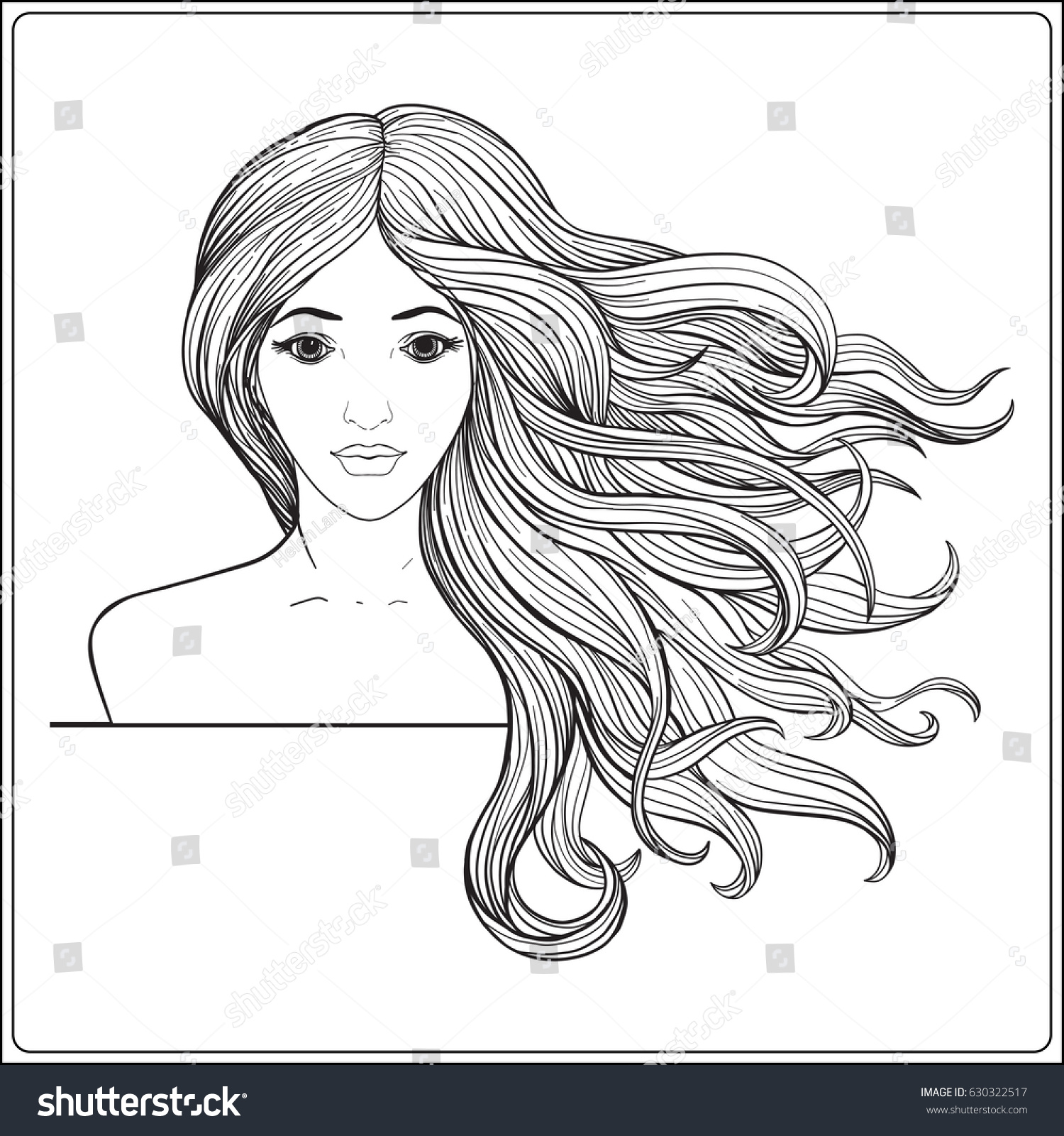 Young Beautiful Girl Long Hair Stock Stock Vector (Royalty Free ...