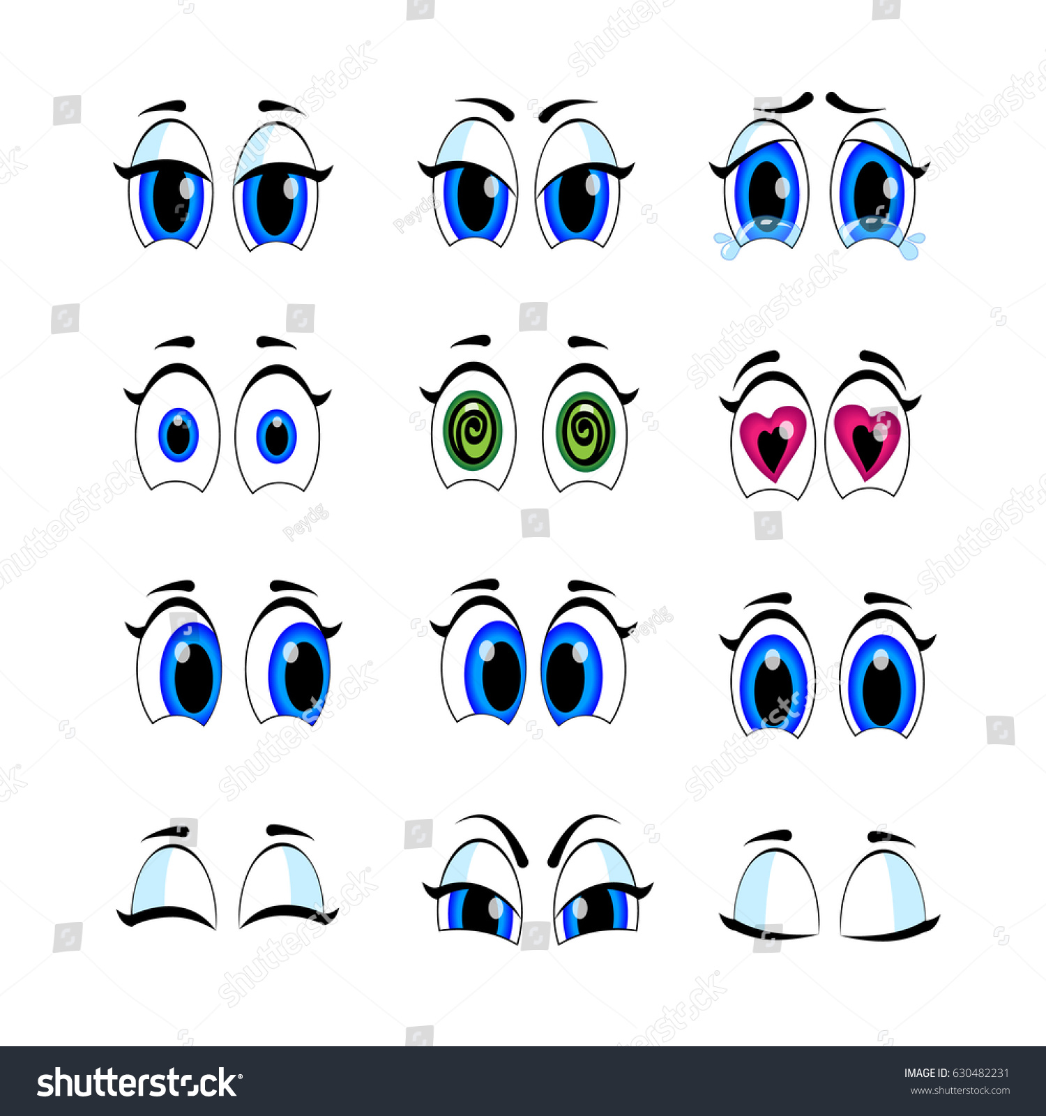 Cartoon Eye Set Stock Vector (royalty Free) 630482231 