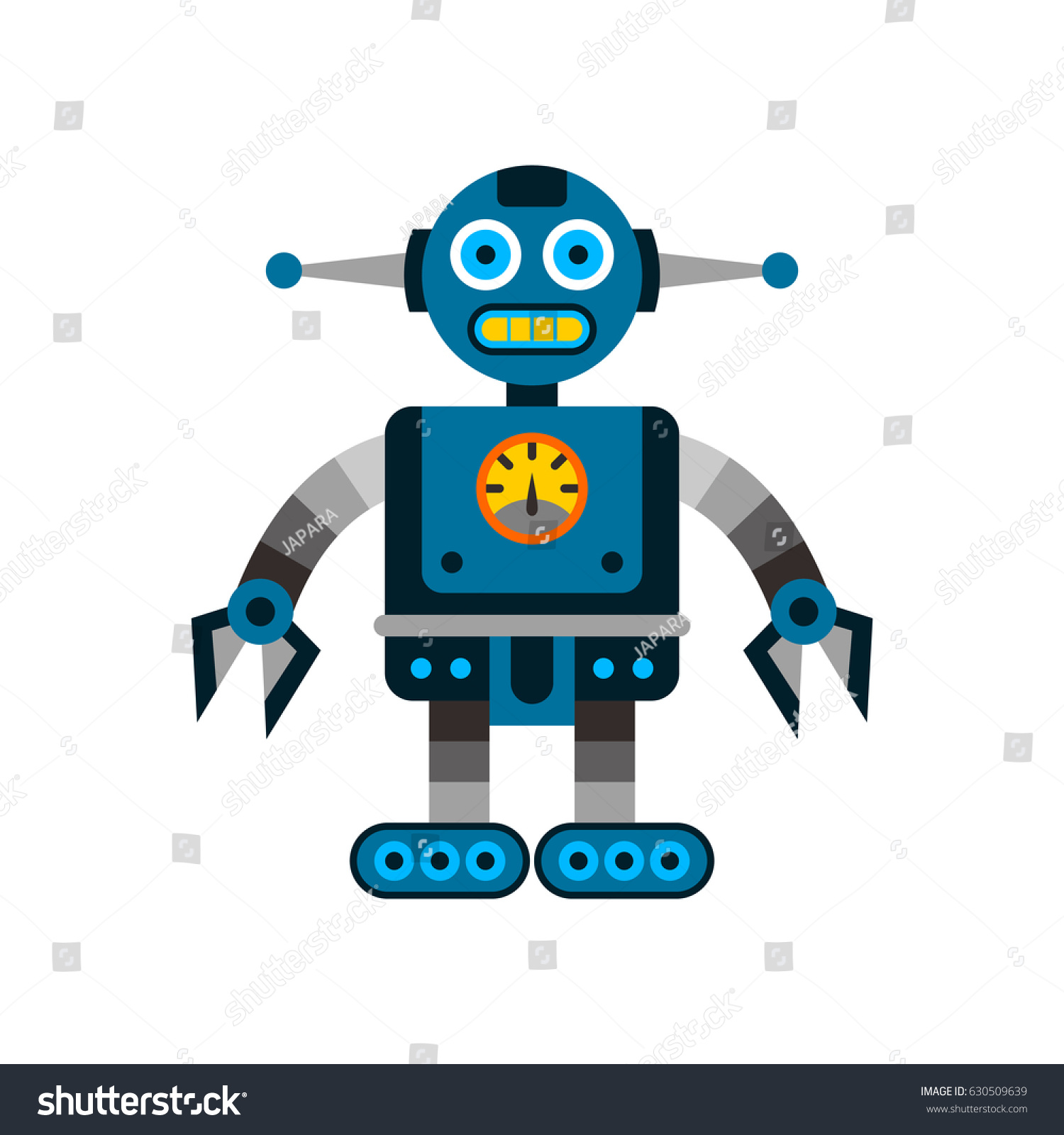 Blue Robot Cartoon Illustration Stock Vector (Royalty Free) 630509639 ...