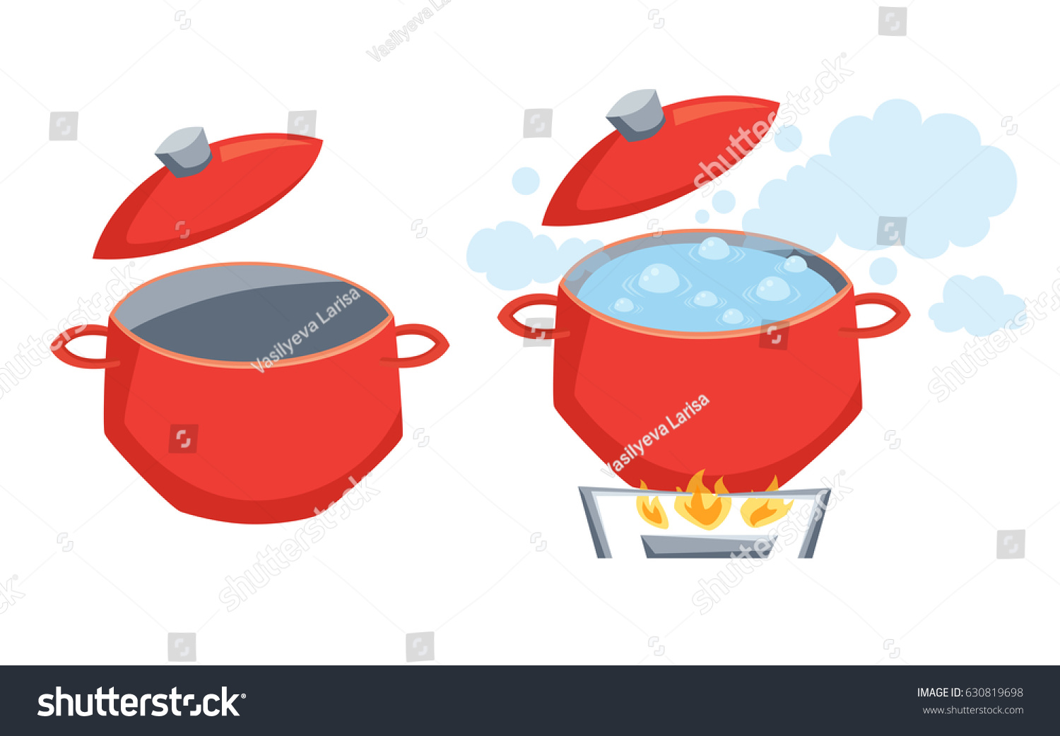 Pot Boil Water On Stove Empty Stock Vector (Royalty Free) 630819698 ...