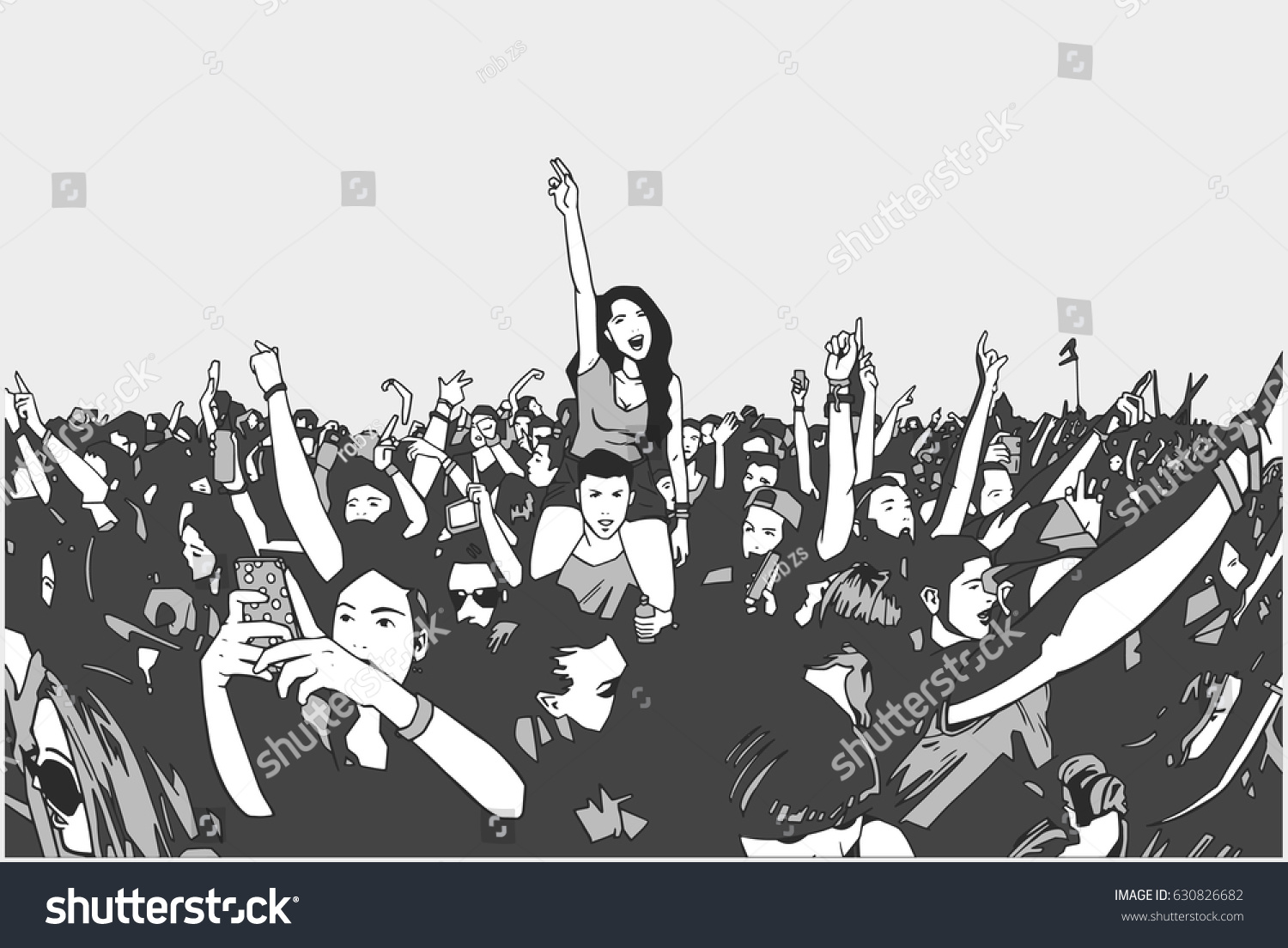 Толпа на концерте иллюстрация