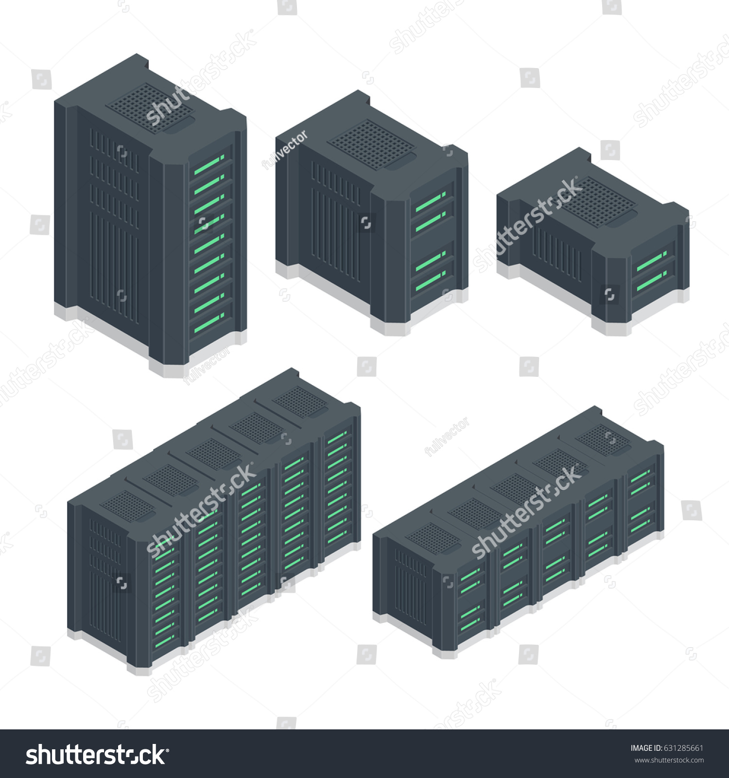 Set Modern Server Town Equipment Vector Stock Vector (Royalty Free ...