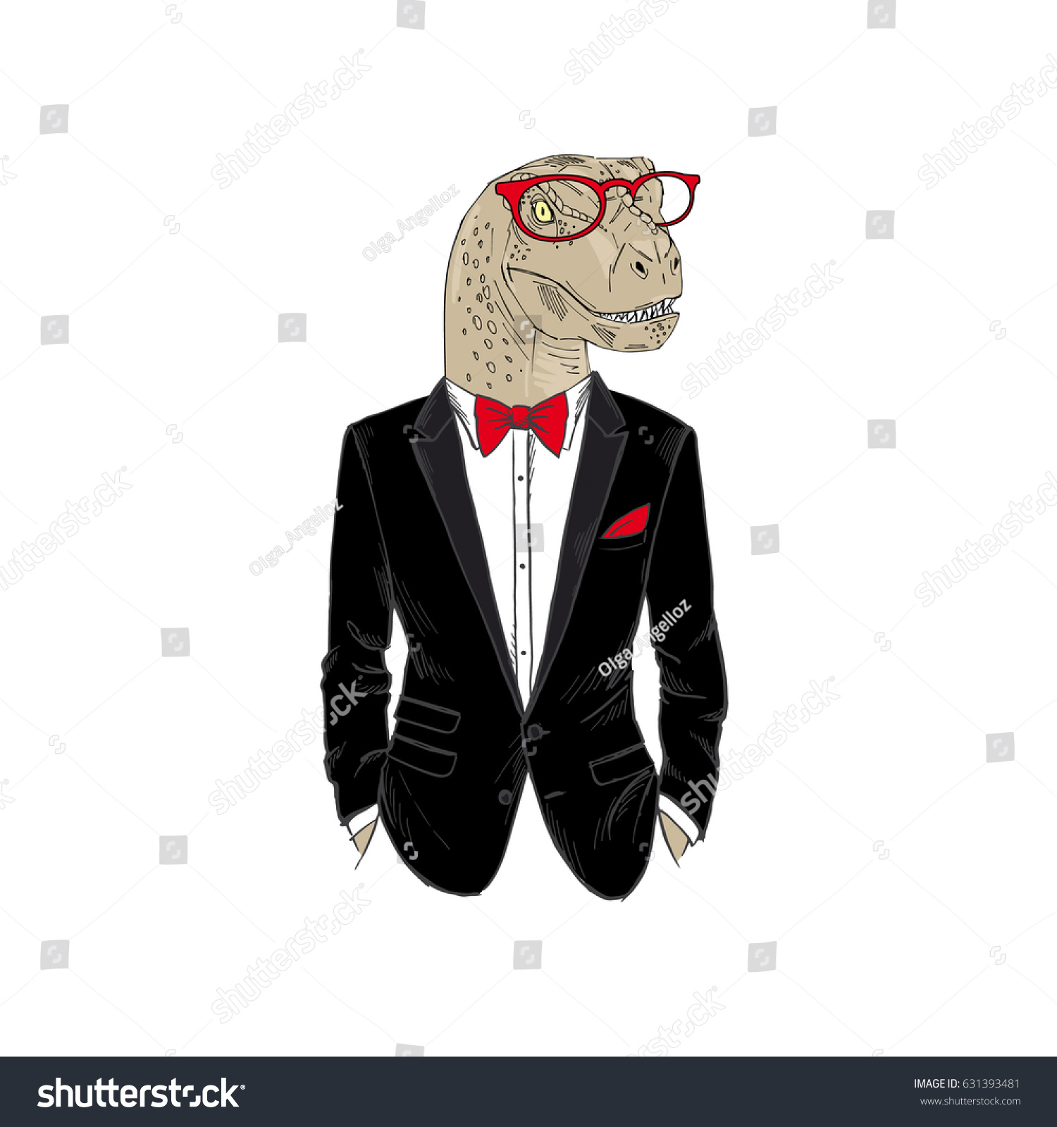 Динозавр в костюме джентльмена