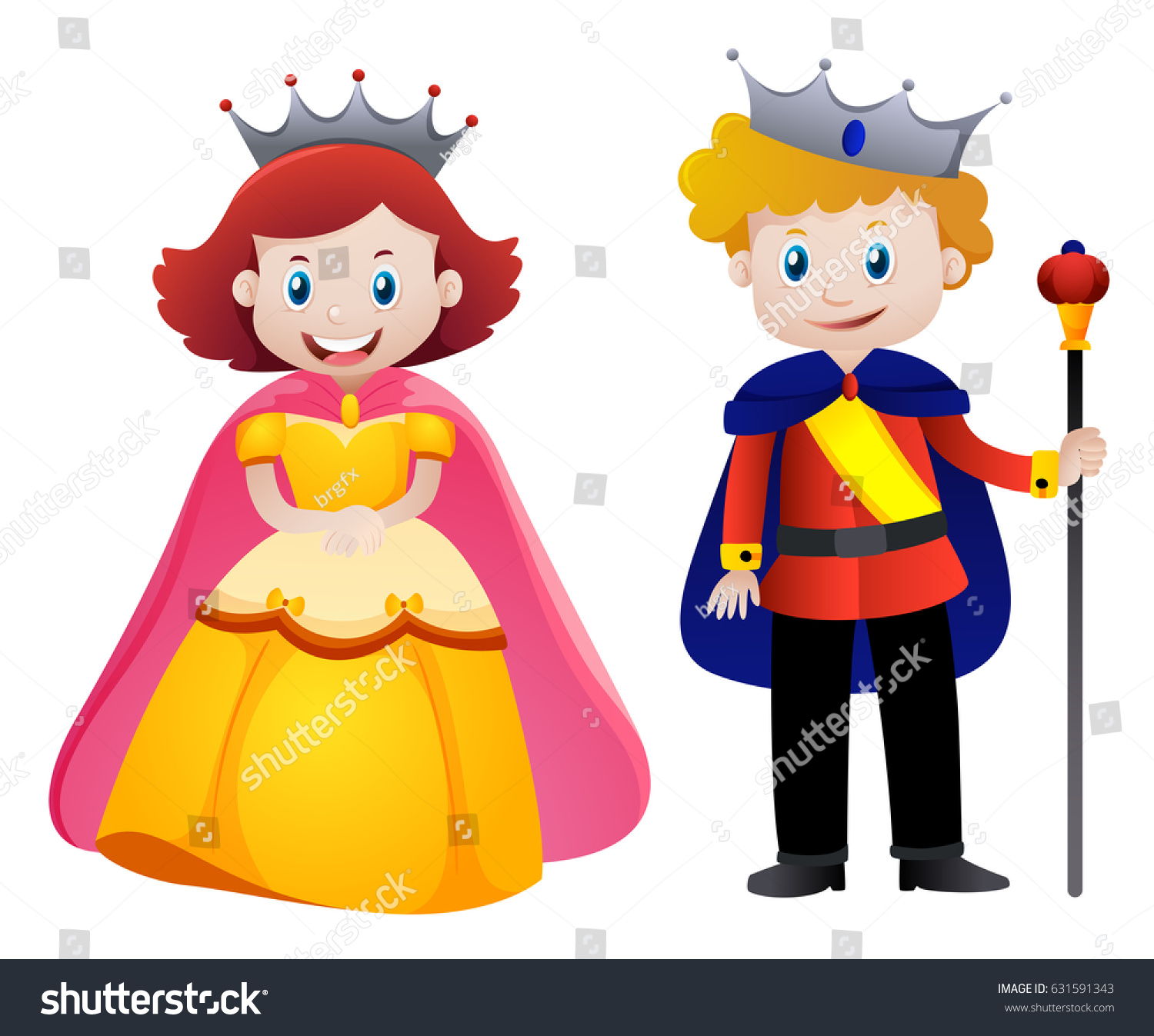 Happy King Queen Illustration Stock Vector (Royalty Free) 631591343 ...