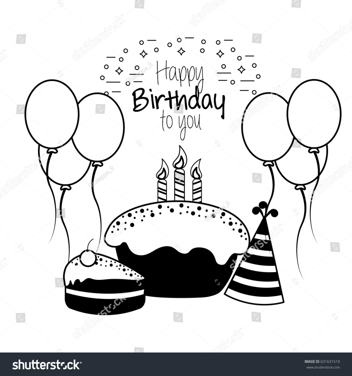 Happy Birthday Decoration Cake Candles Balloons Stock Vector Royalty Free 631631519 Shutterstock 6202