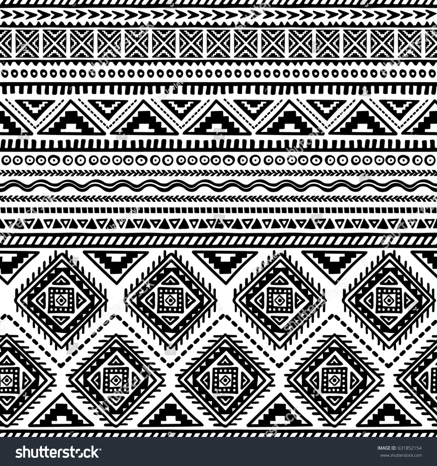 Vector Seamless Pattern Ethnic Style Hand Stock Vector (Royalty Free ...