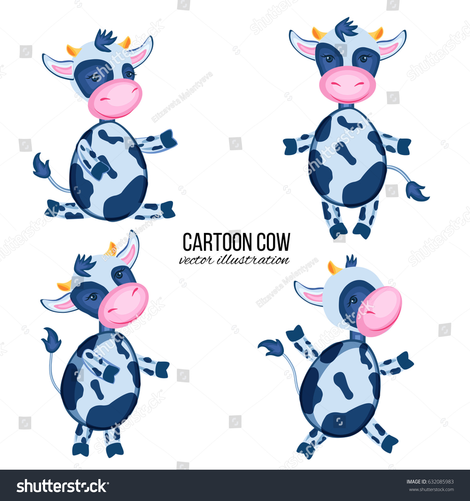 Cartoon Calf Vector Set Hand Drawn Stock Vector (Royalty Free ...