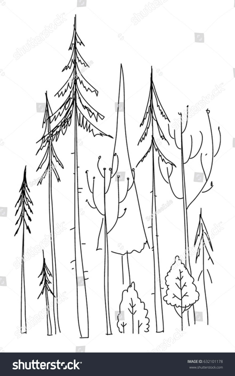 Forest Doodle Stock Vector (Royalty Free) 632101178 | Shutterstock