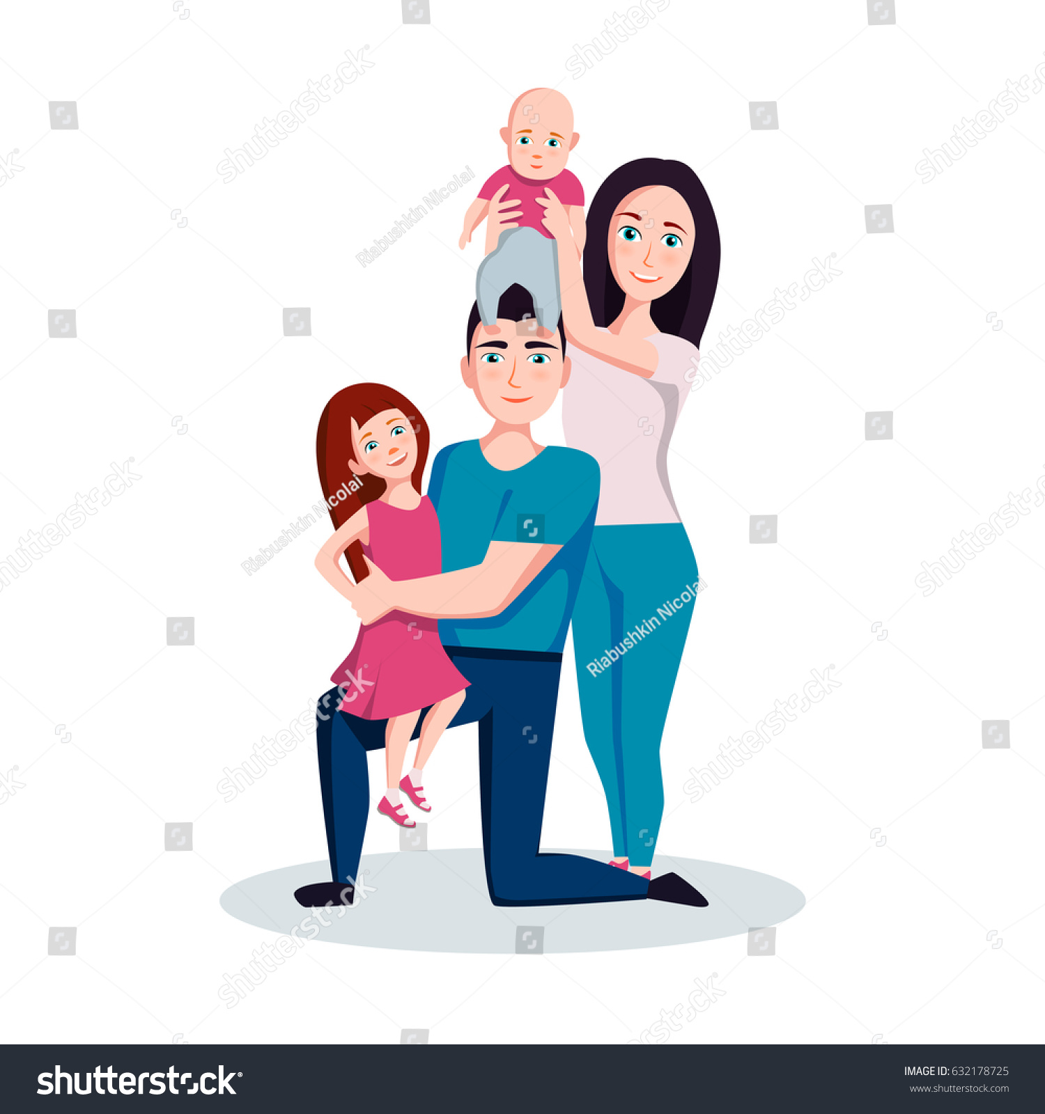 Family Mother Father Son Daughter Vector Stock Vector (Royalty Free ...