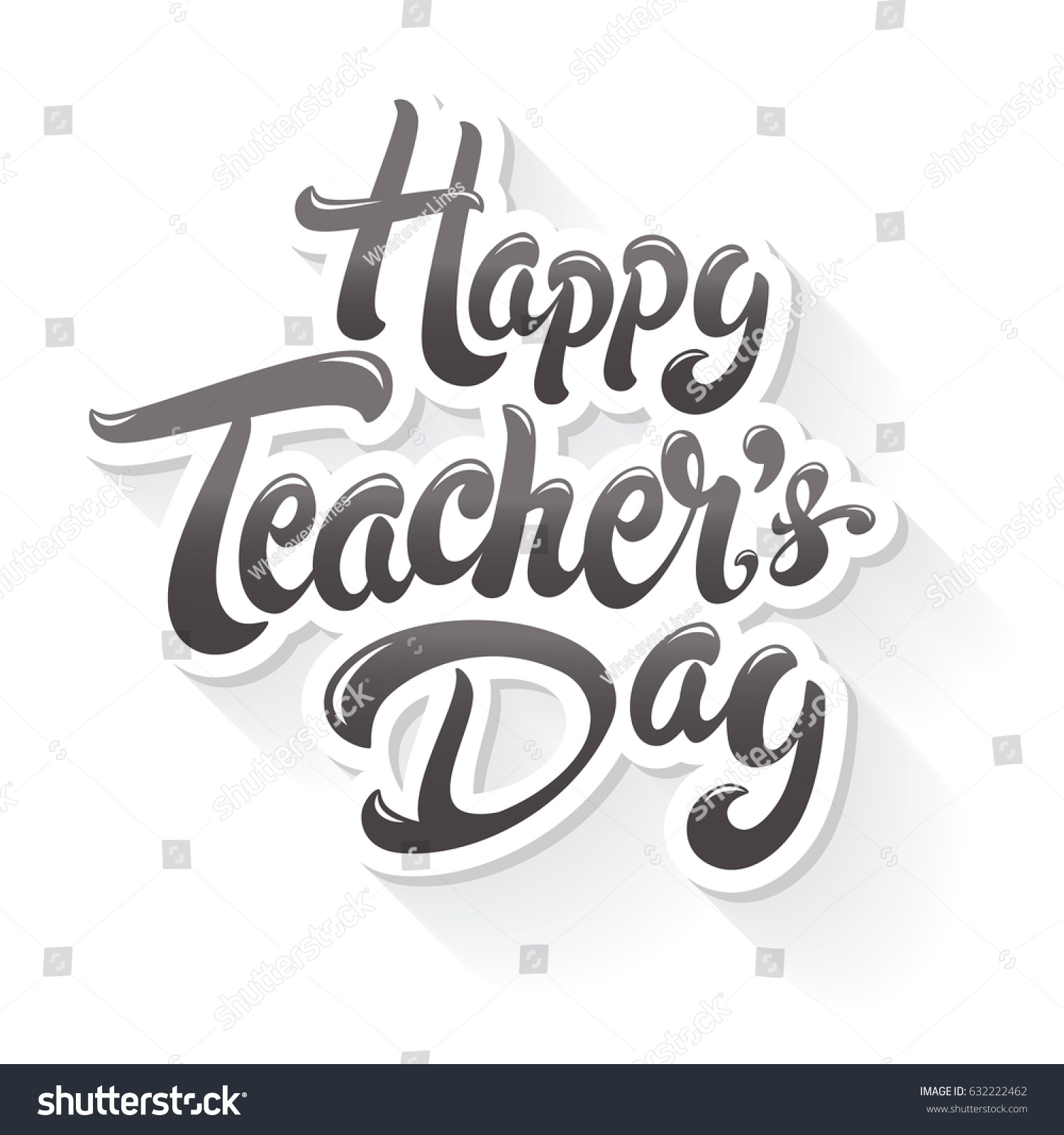 Happy Teachers Day Hand Drawn Lettering Stock Vector (Royalty Free ...