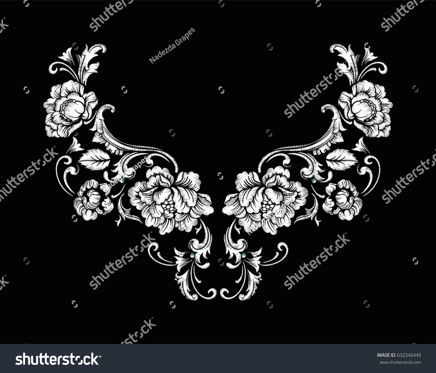 Floral Neck Embroidery Design Baroque Style Stock Vector Royalty Free 632340449 Shutterstock Floral Neck Embroidery Design Baroque Style Stock Vector Royalty Free 632340449 Shutterstock