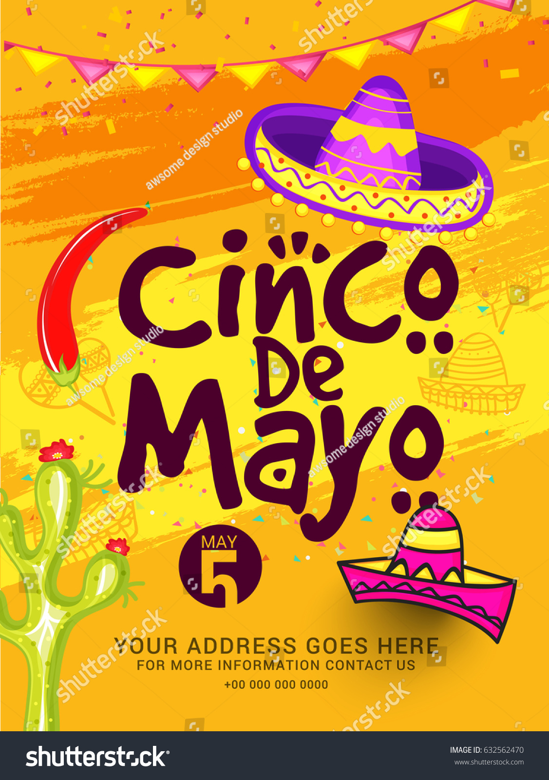 Illustration Cinco De Mayo Celebration Background Stock Vector (Royalty ...