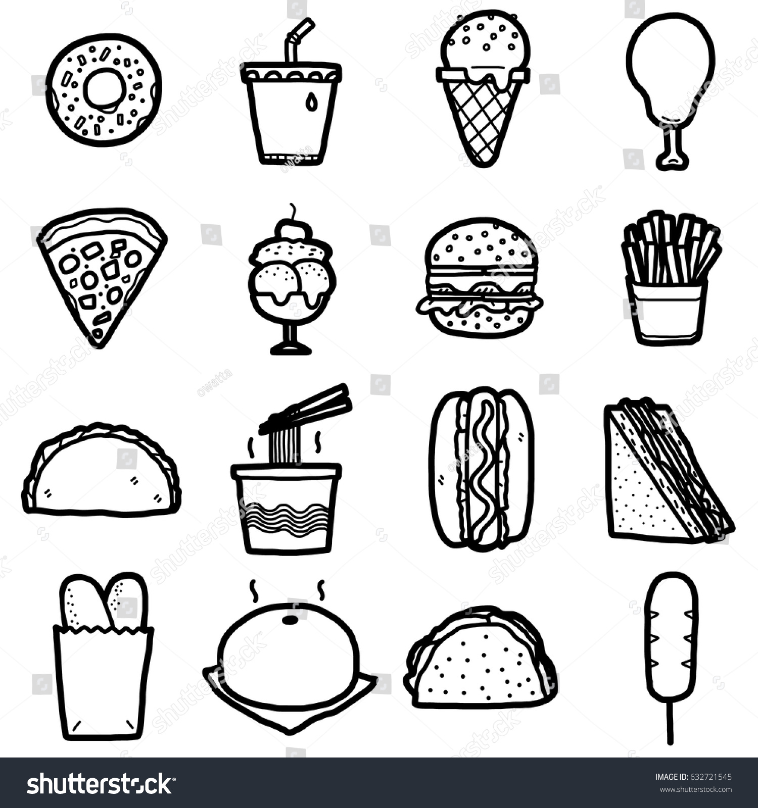 Junk Food Icons Set Cartoon Vector Stock Vector (Royalty Free ...