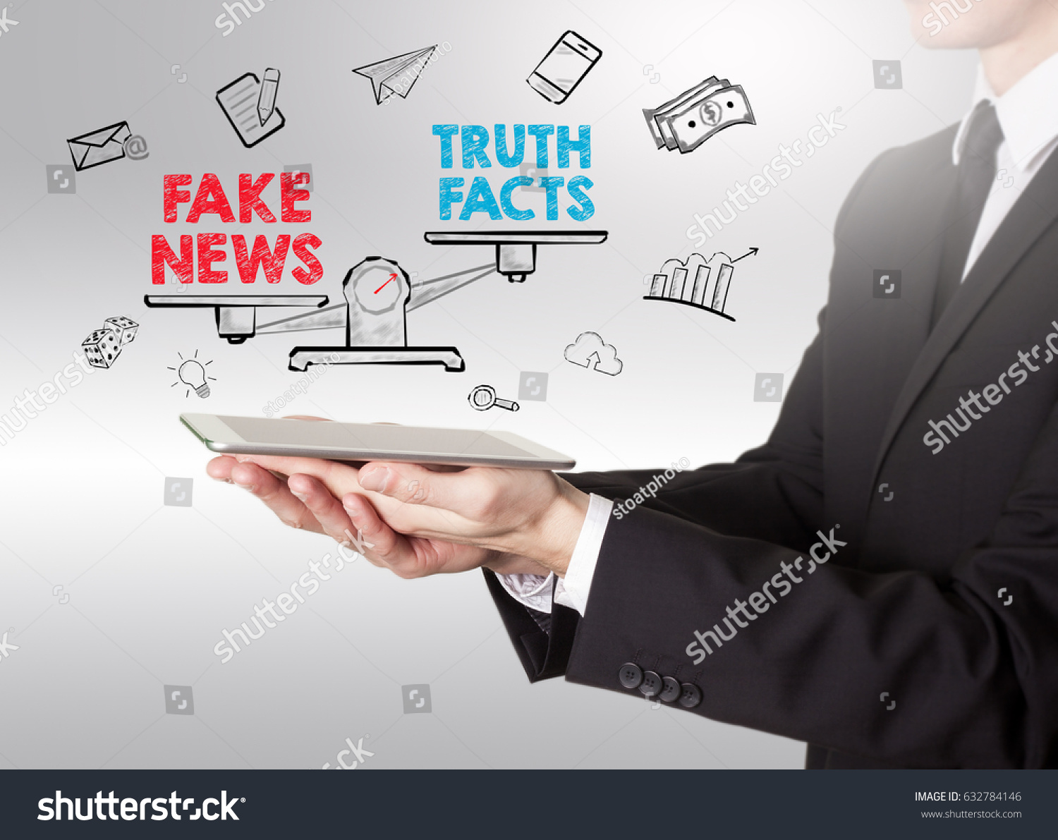 Fake News Infomation Concept Young Man Stock Photo 632784146 | Shutterstock