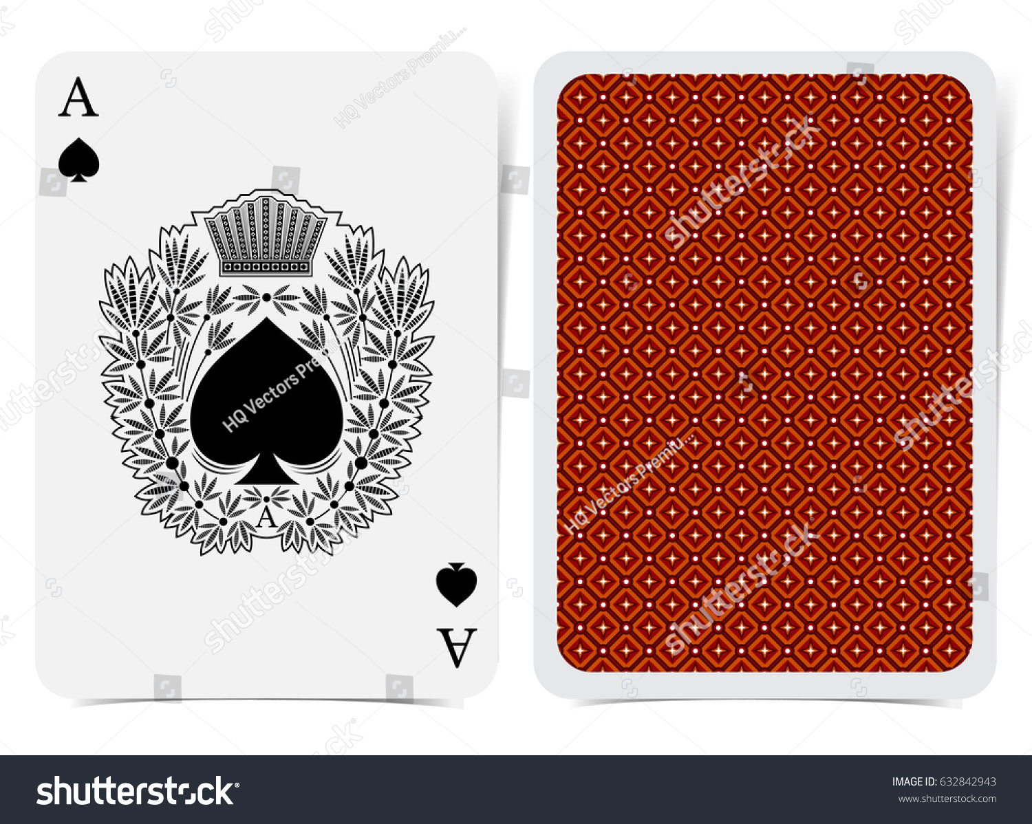 Ace Spades Face Back Red Suit Stock Vector (royalty Free) 632842943 