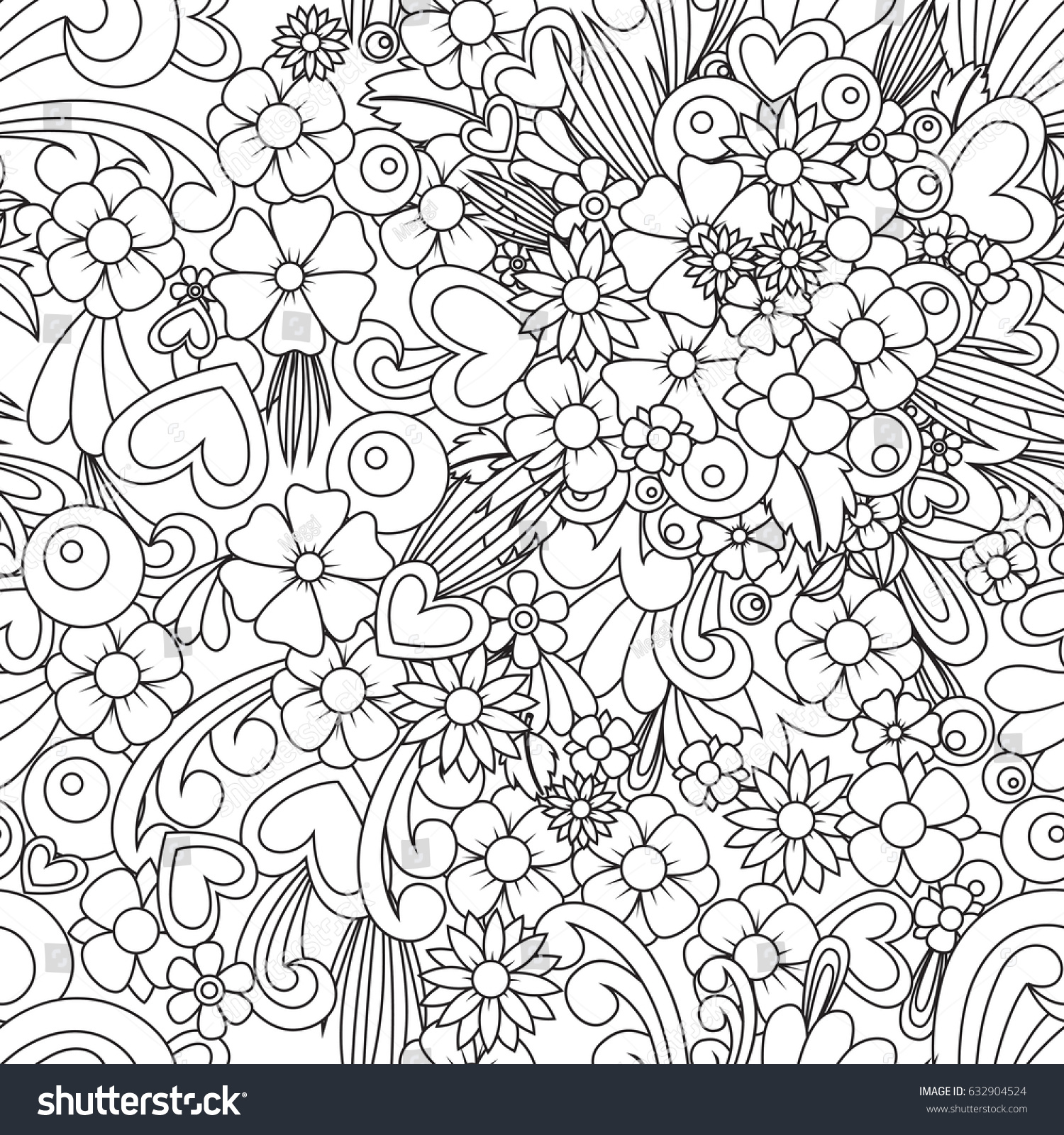 Abstract Flower Zentangle Art Black White Stock Vector (Royalty Free ...