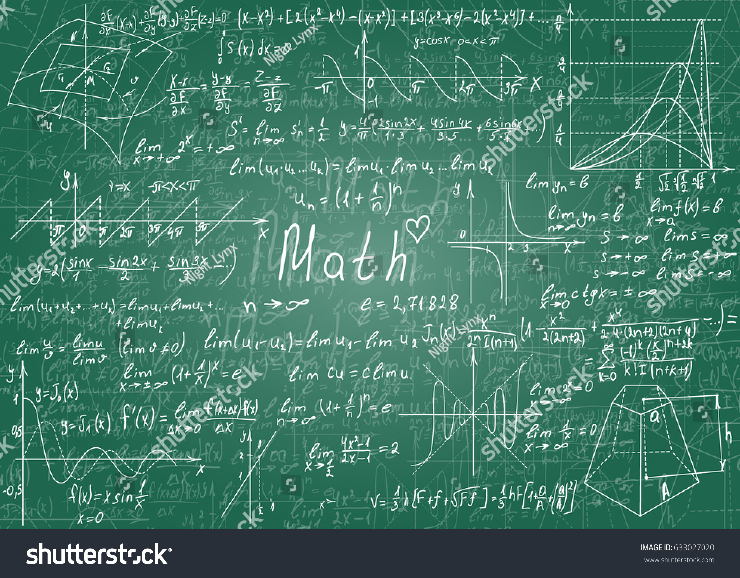 Mathematical Formulas Drawn By Hand On Stock Vector (Royalty Free ...