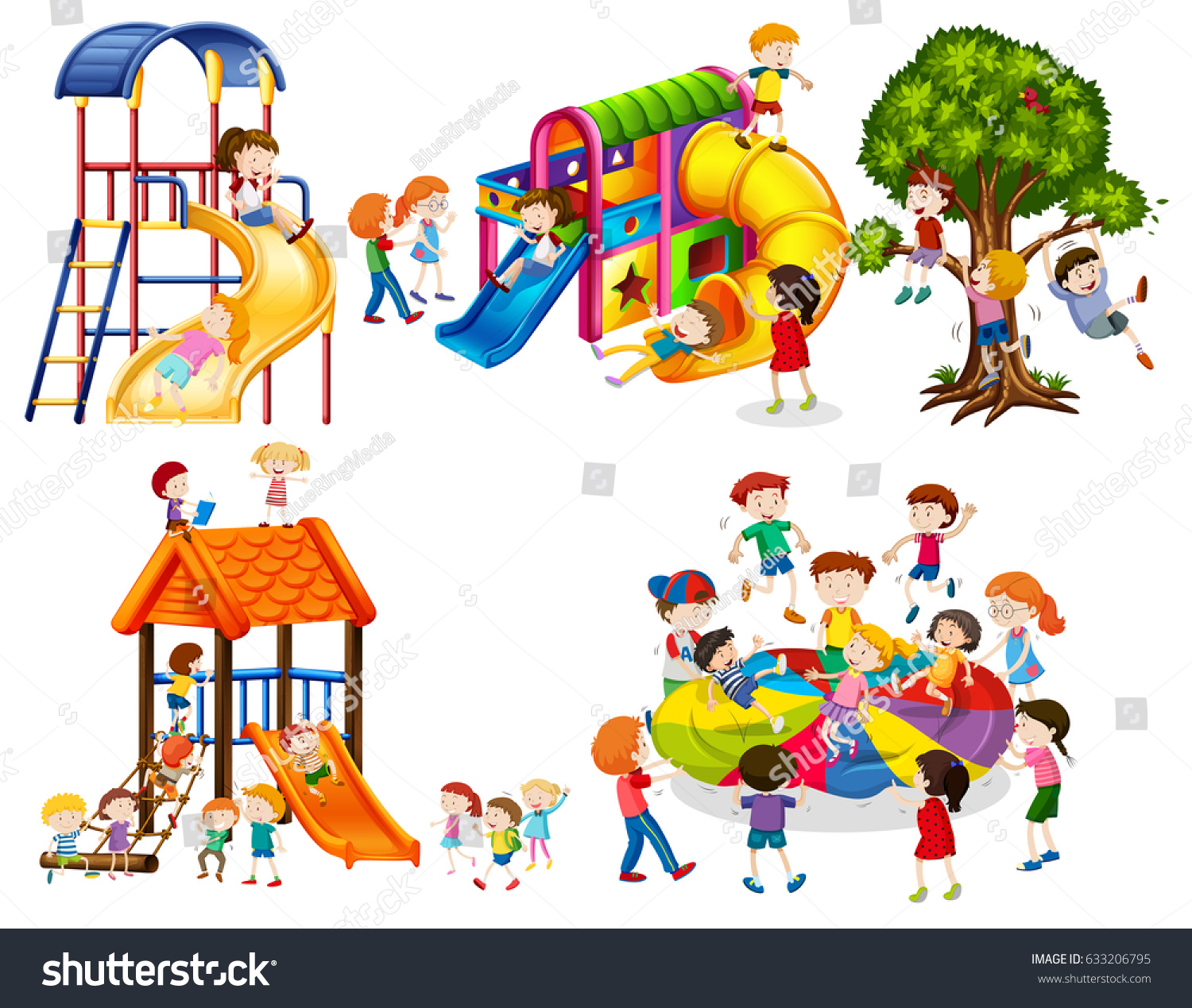 Children Playing Playground Illustration Stock Vector (Royalty Free ...