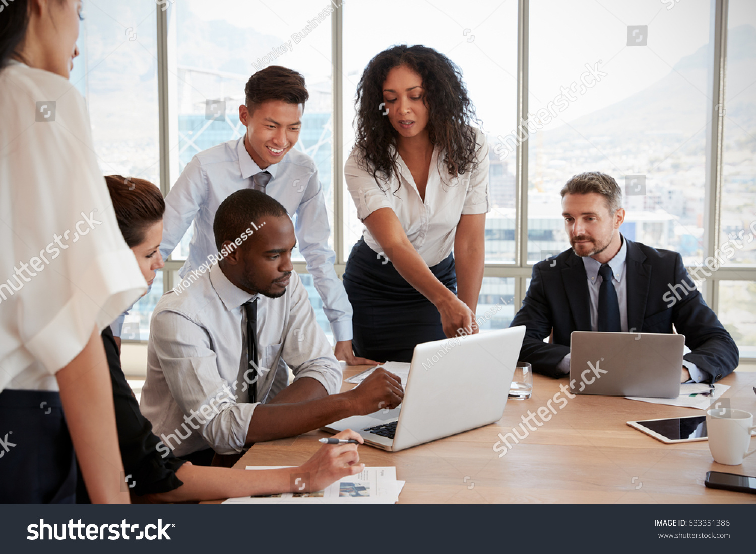 Group Businesspeople Meeting Around Table Office Stock Photo 633351386 ...