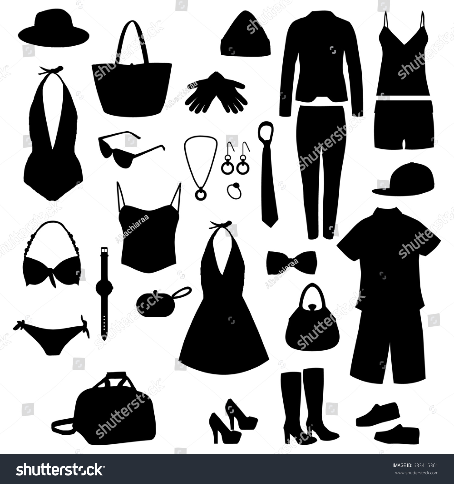 Clothes Silhouettes Icons Set Stock Illustration 633415361 | Shutterstock