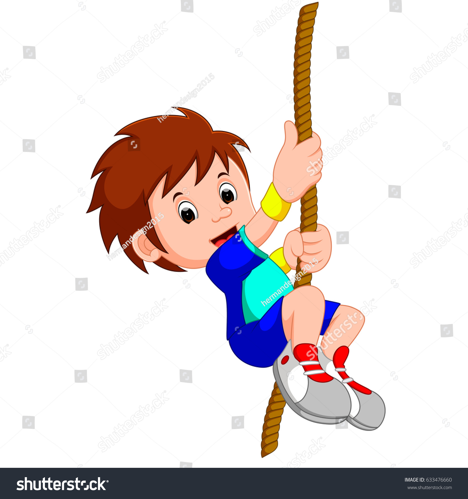 Vector Illustration Boy Swinging On Rope Stock Vector (Royalty Free ...