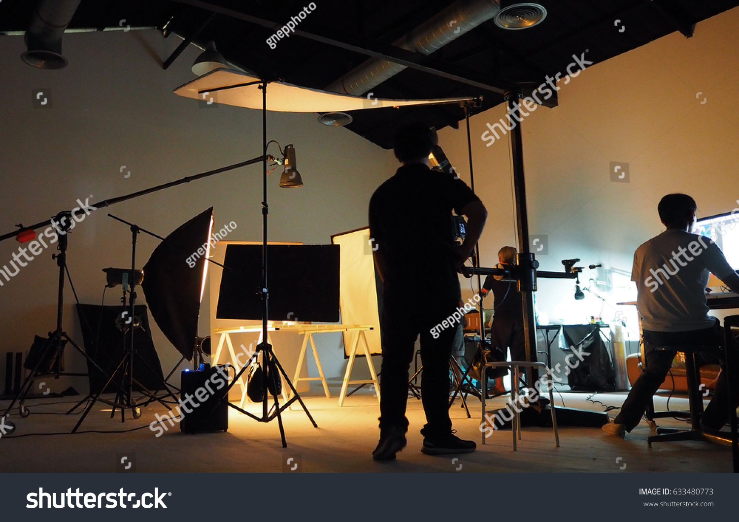 Behind Shooting Production Crew Team Silhouette Stock Photo 633480773 ...