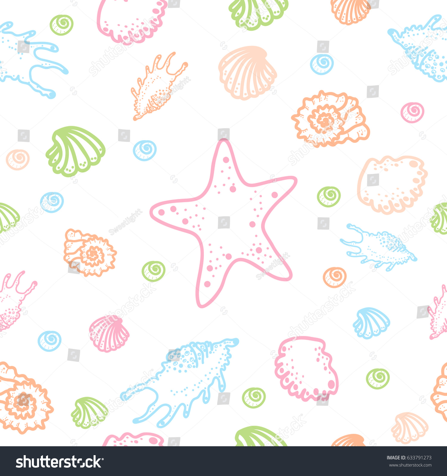 Sea Shells Vector Seamless Pattern Vector Stock Vector (Royalty Free ...