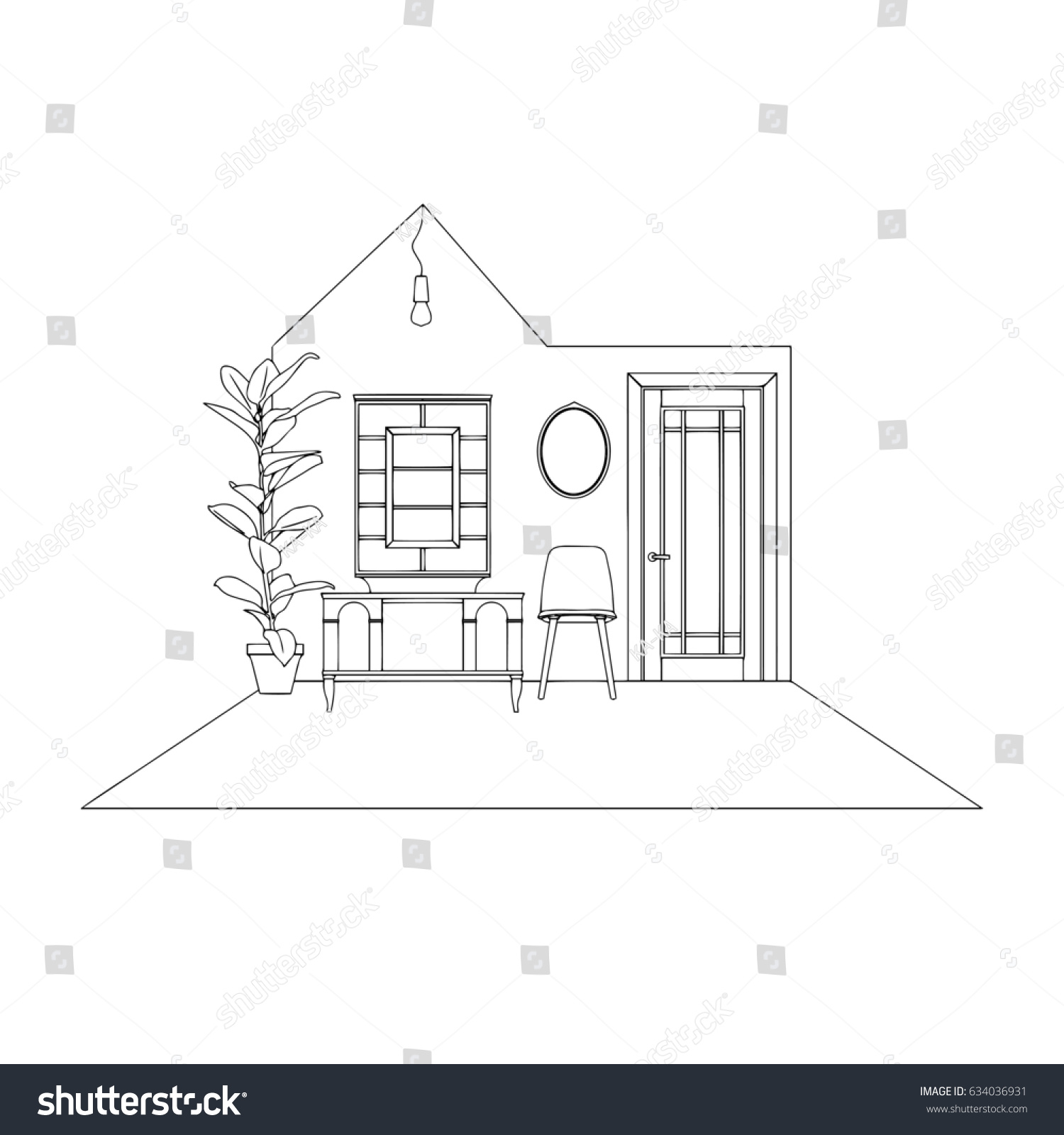 Hand Drawn Stylized Outline House Modern Stock Illustration 634036931 ...