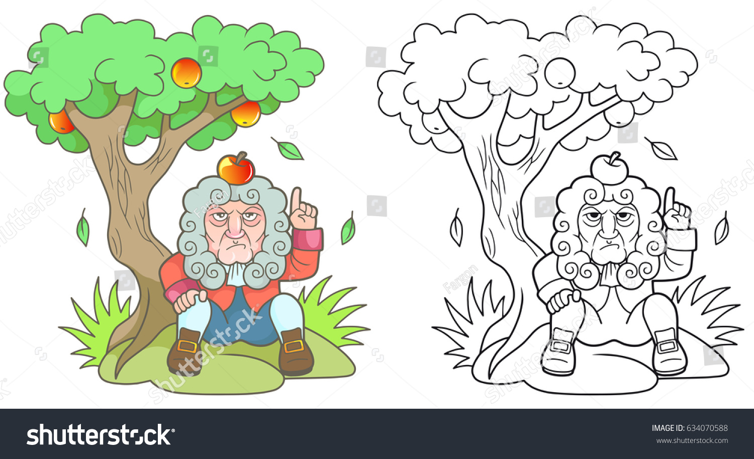 Cartoon Newton Sits Under Apple Tree Stock Illustration 634070588 Shutterstock 8708