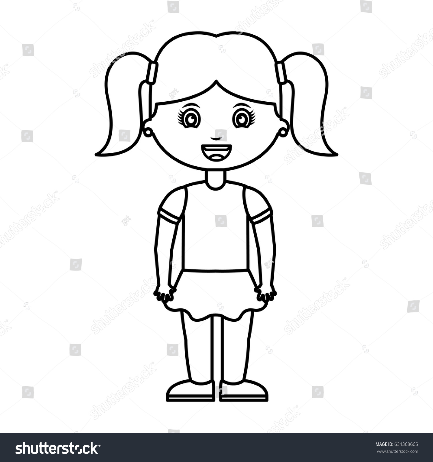 Cute Little Girl Student Stock Vector (Royalty Free) 634368665 ...