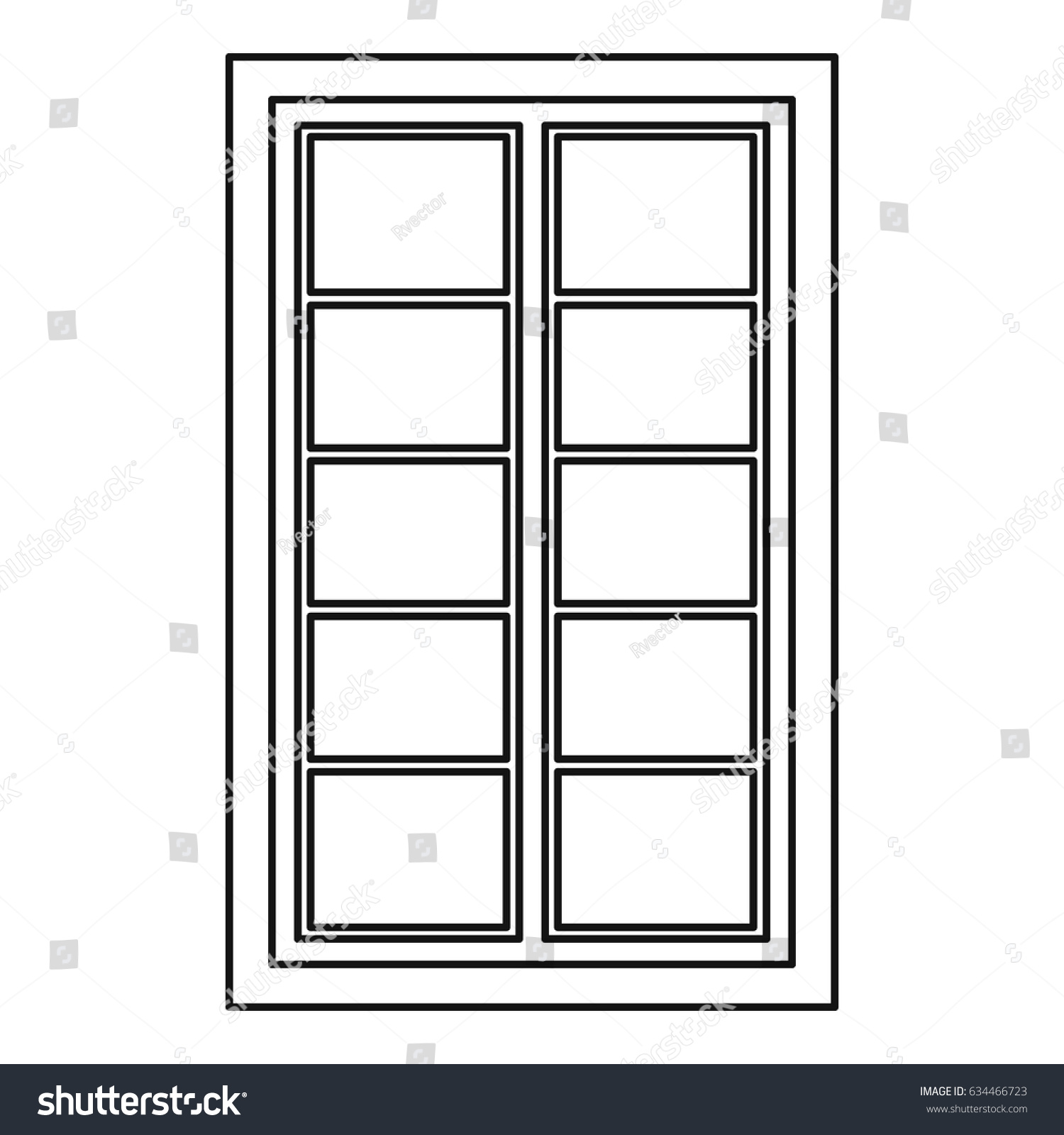 Wooden Latticed Window Icon Outline Style Stock Vector (Royalty Free ...