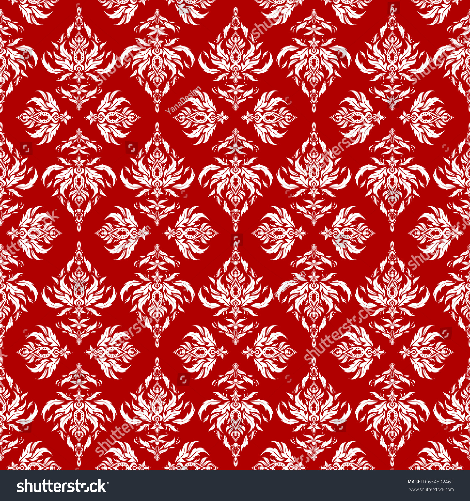 Traditional Vector Gothic Damask Background Red Stock Vector (Royalty ...