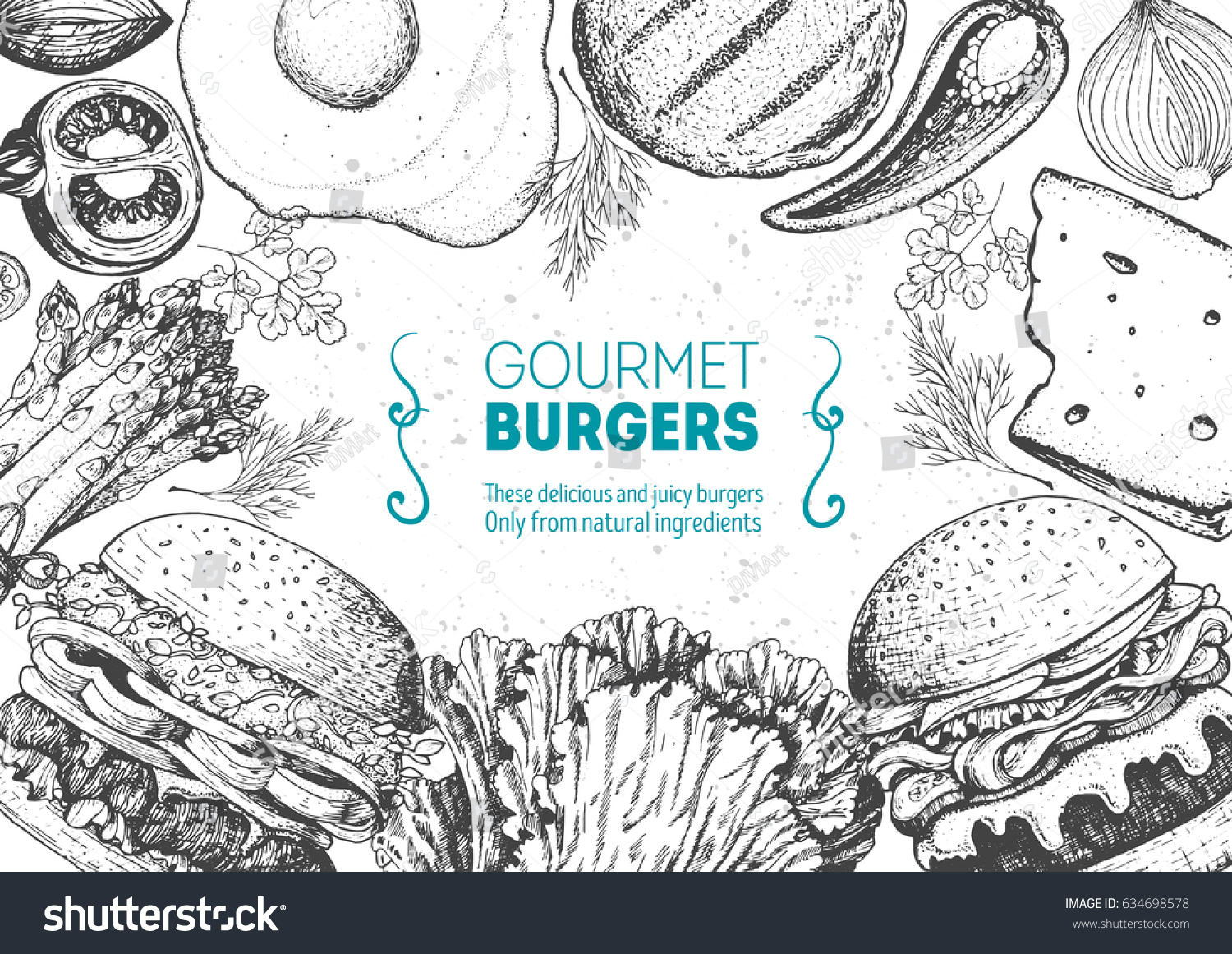 Burgers Ingredients Burgers Vector Illustration Fast Stock Vector ...