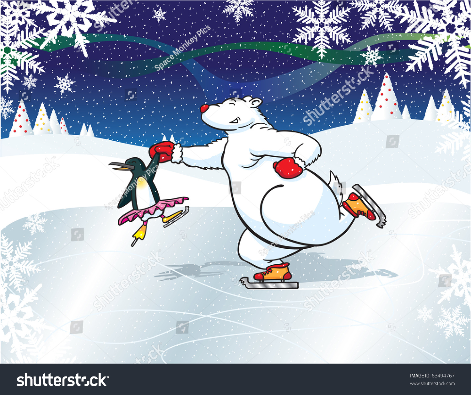 Белый медведь на коньках