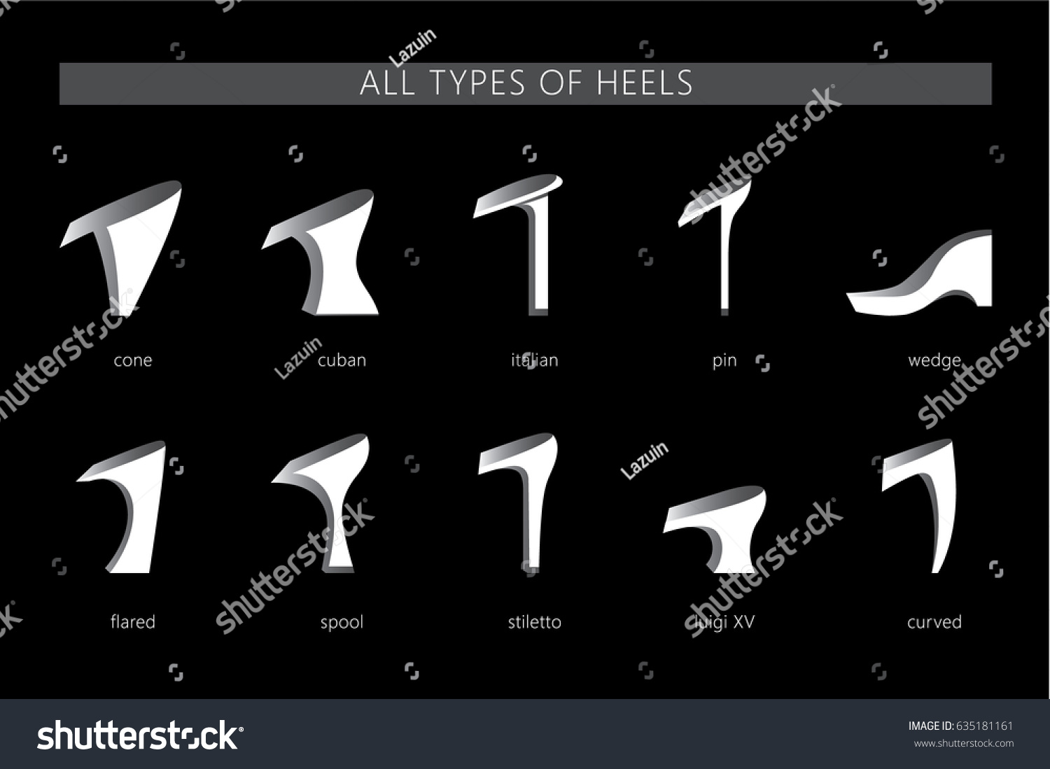 Set Different Types Womens Heels Vector Stock Vector (Royalty Free ...