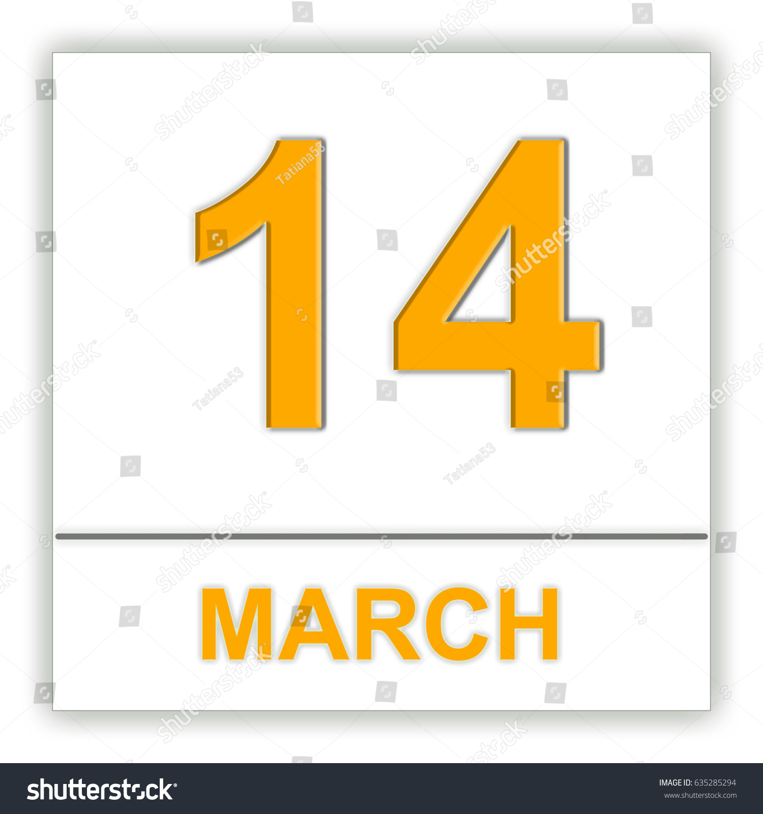 March 14 Day On Calendar 3d Stock Illustration 635285294 Shutterstock