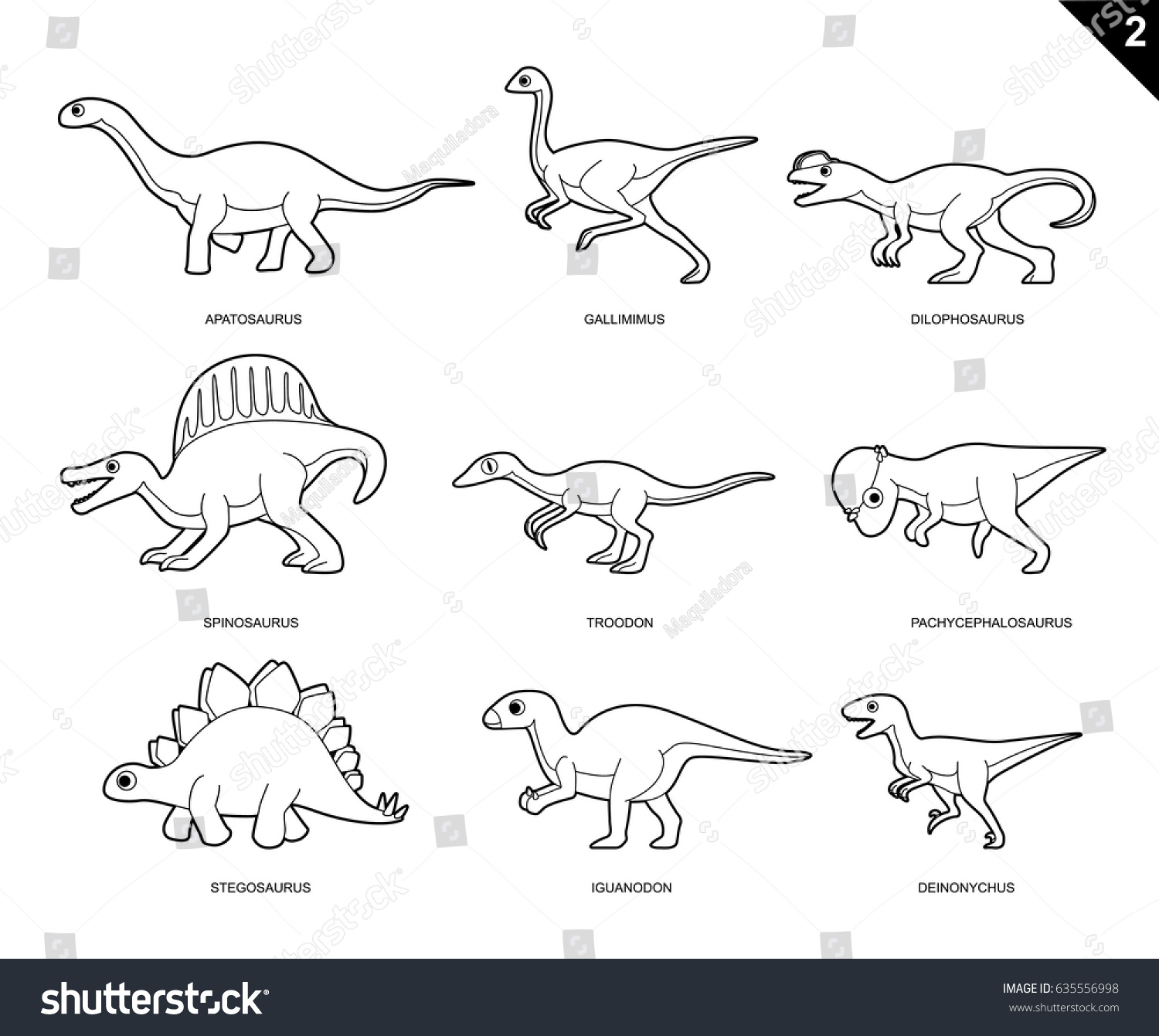 Random Dinosaur Coloring Book Cartoon Vector Stock Vector (Royalty Free ...