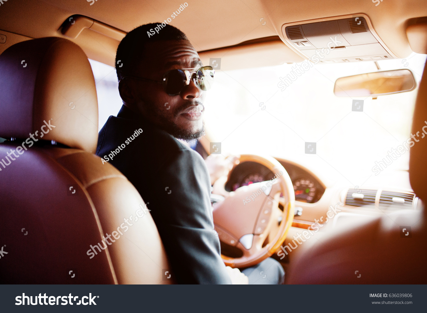 Stylish Black Man Sitting Behind Wheel Stock Photo 636039806 | Shutterstock