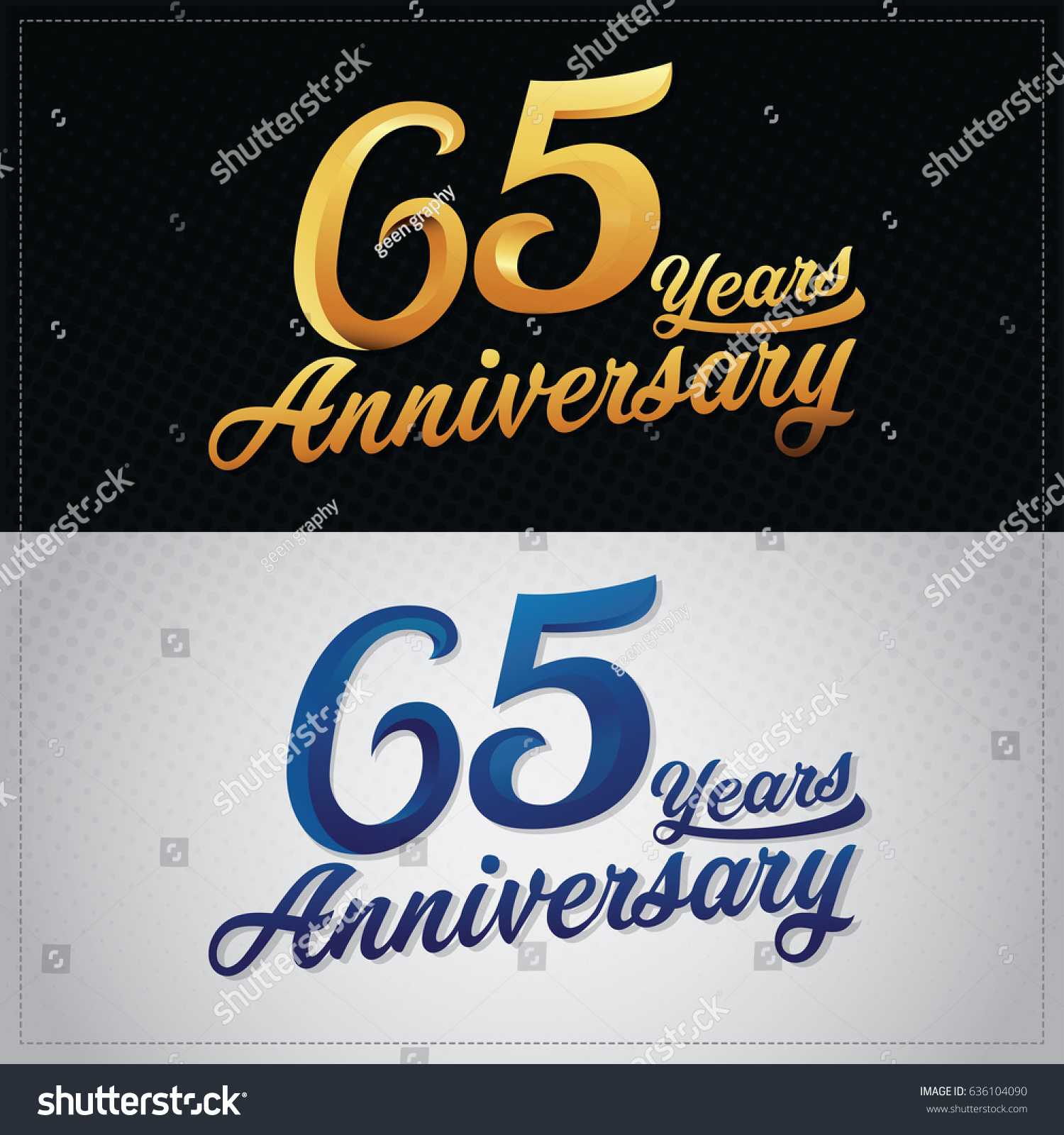 Sixty Five Years Anniversary Celebration Logotype Stock Vector (Royalty ...