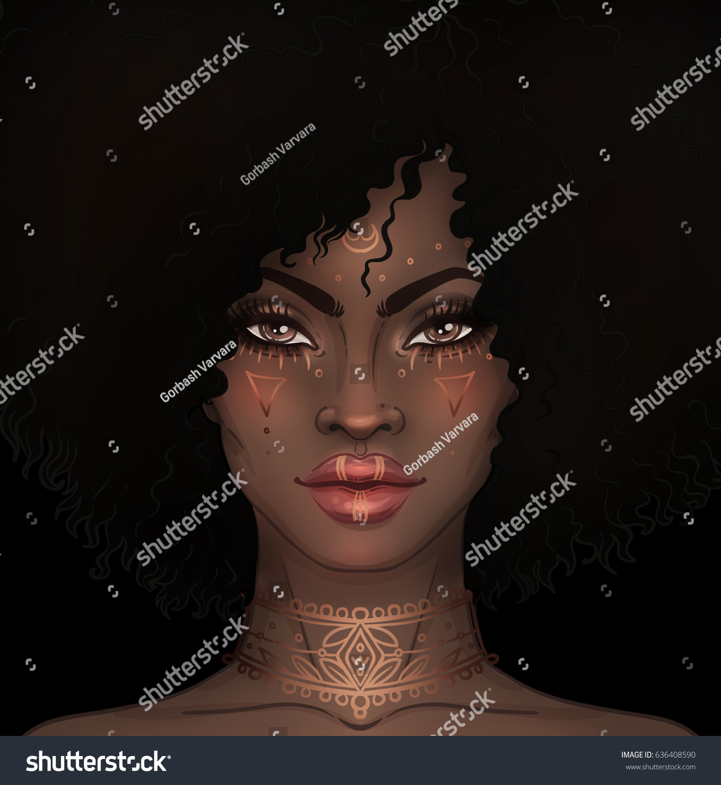 African American Pretty Girl Raster Illustration Stock Illustration 636408590 Shutterstock 1714