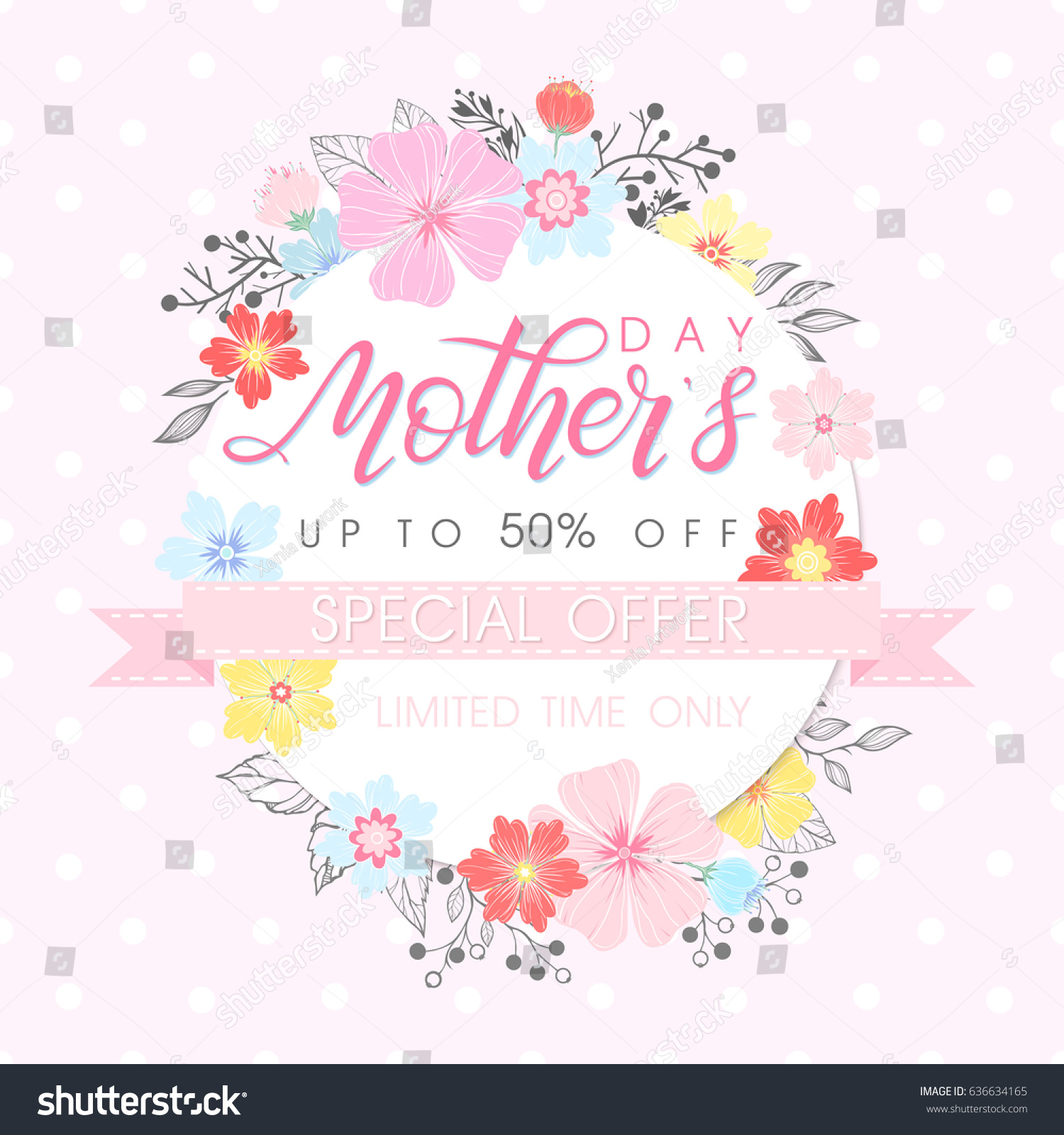 Mothers Day Special Offermothers Day Hand Stock Vector Royalty Free 636634165 Shutterstock