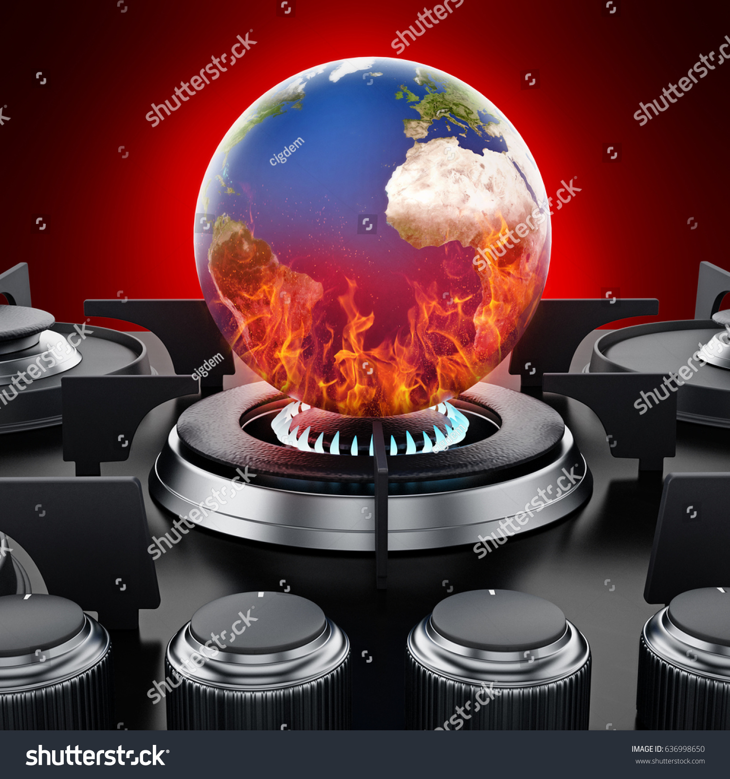 Burning Earth On Stove Global Warming 스톡 일러스트 636998650 | Shutterstock