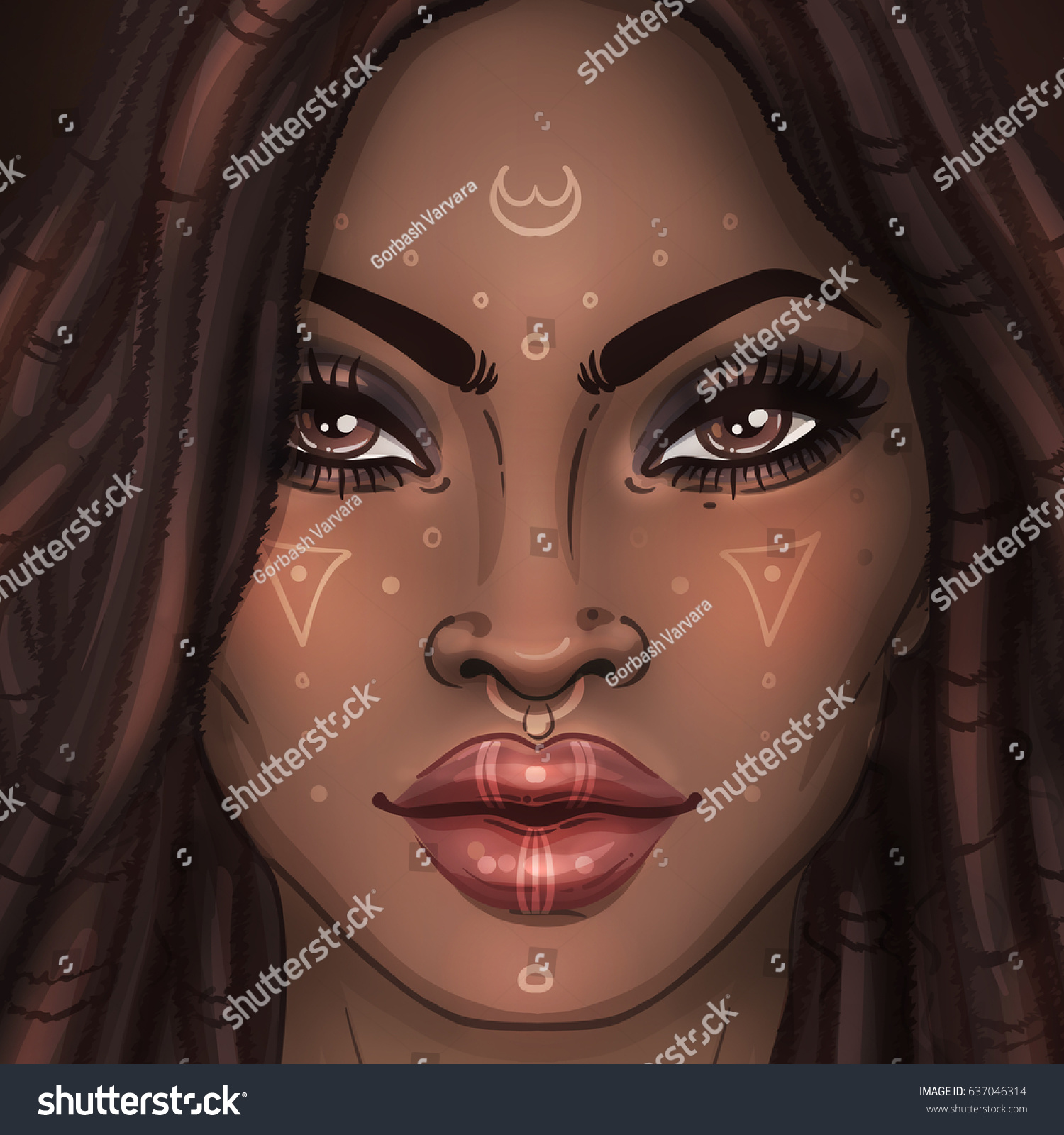 African American Pretty Girl Raster Illustration Stock Illustration 637046314 Shutterstock 6111
