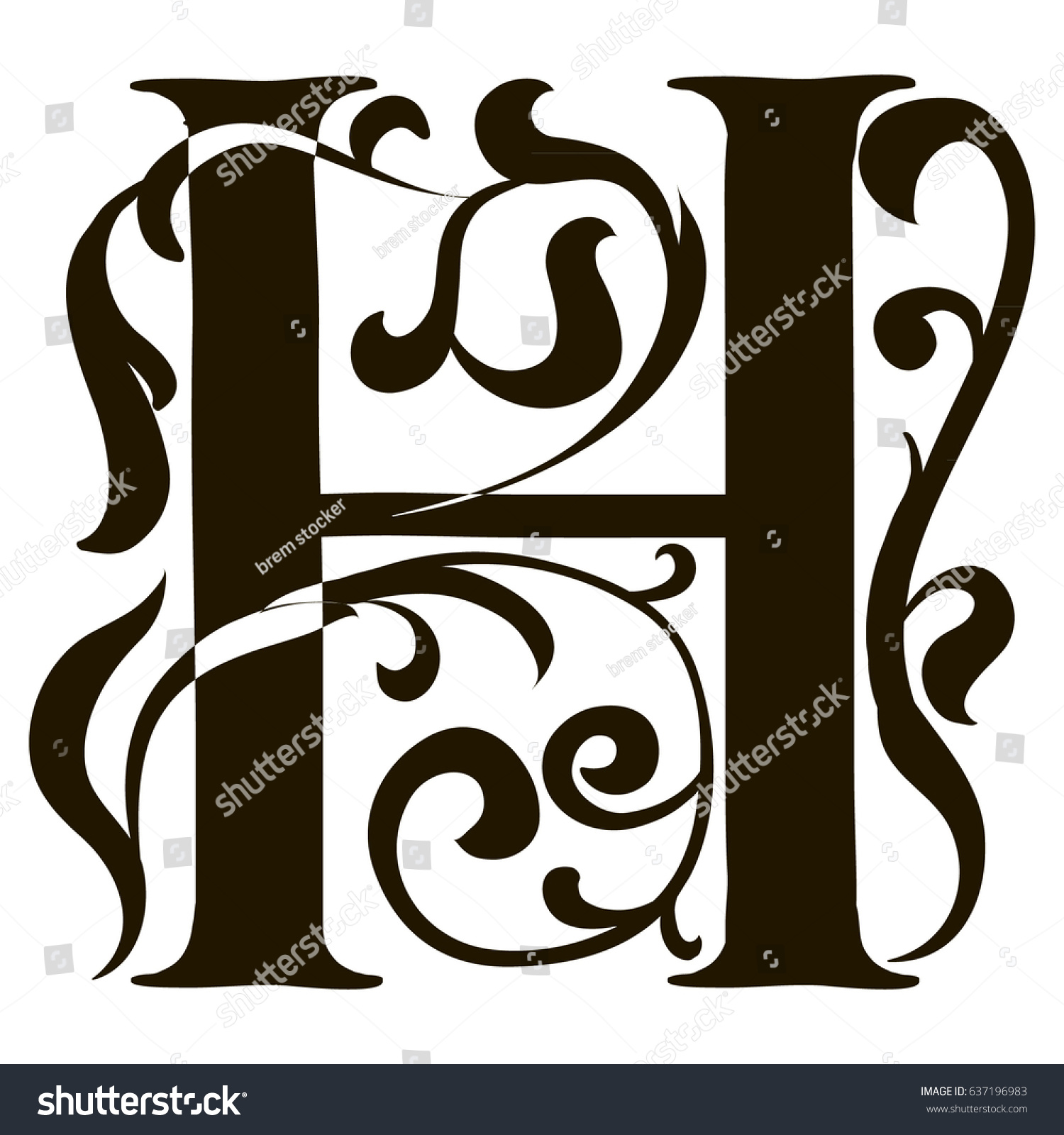 Capital Letter H Large Letter Illuminated Stock Vector (Royalty Free ...