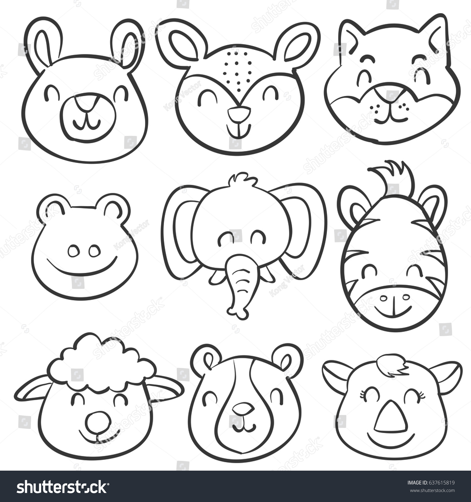 Vector Illustartion Animal Head Hand Draw Stock Vector (Royalty Free ...