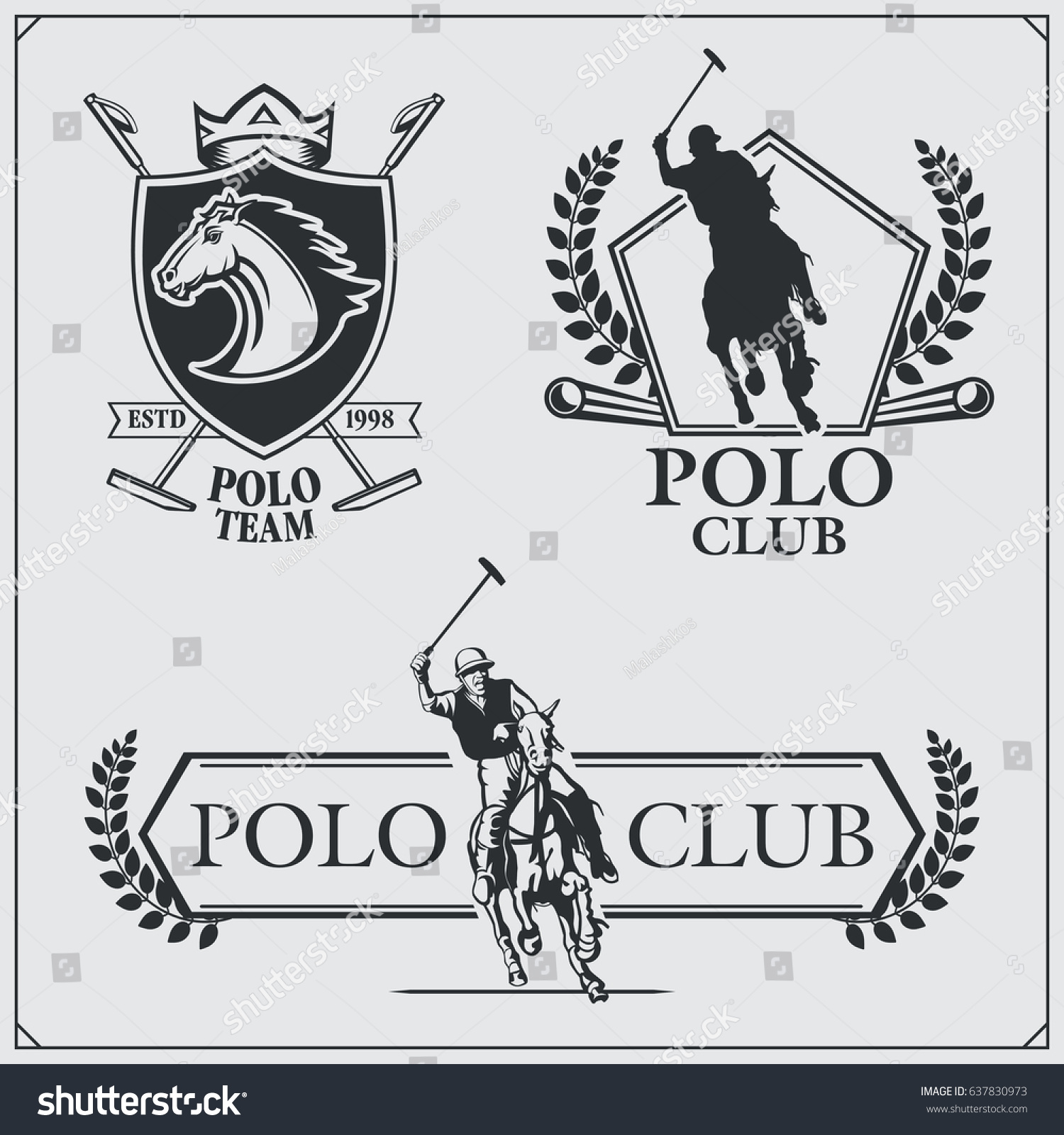 Set Vintage Horse Polo Club Labels Stock Vector (Royalty Free ...