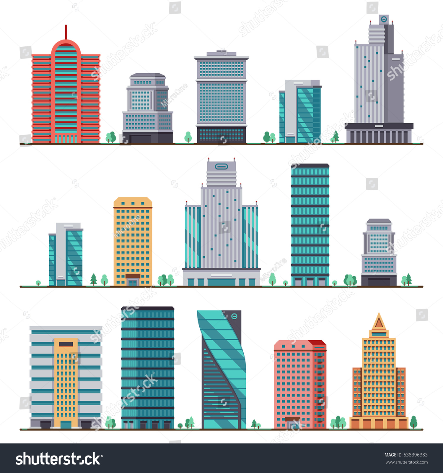 Buildings Modern City Houses Flat Vector Stock Vector (Royalty Free ...