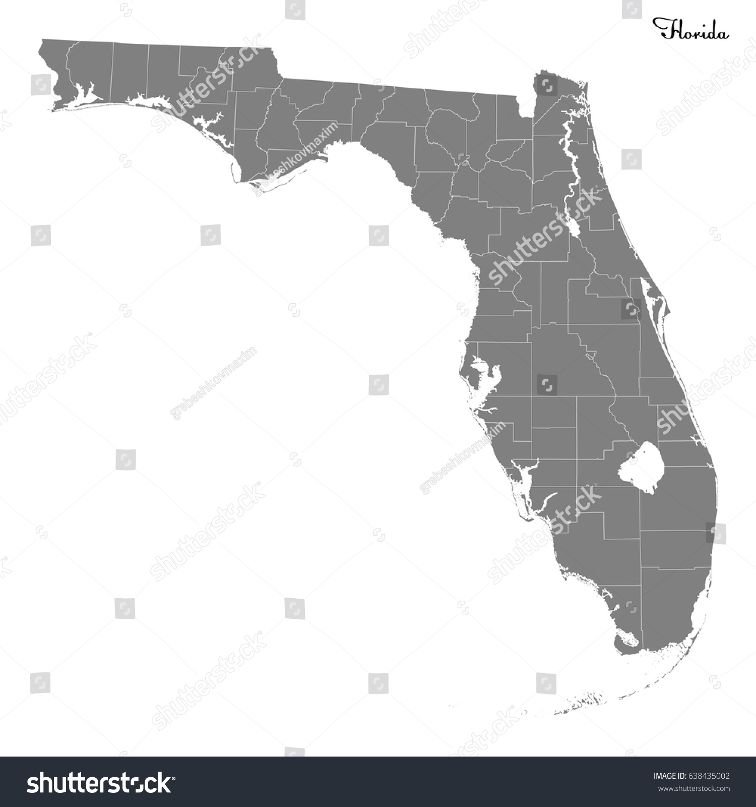 High Quality Map Us State Florida Stock Vector (Royalty Free) 638435002 ...