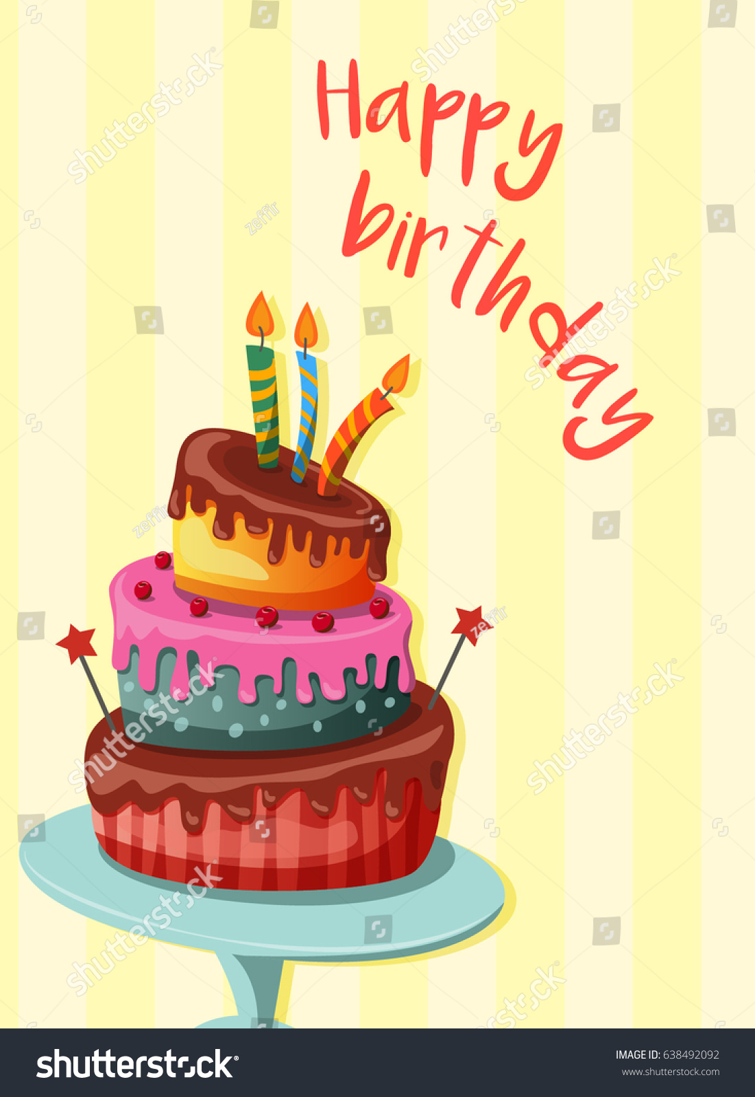 Sweet Baked Isolated Cake Birthday Cake Stock Vector (Royalty Free ...